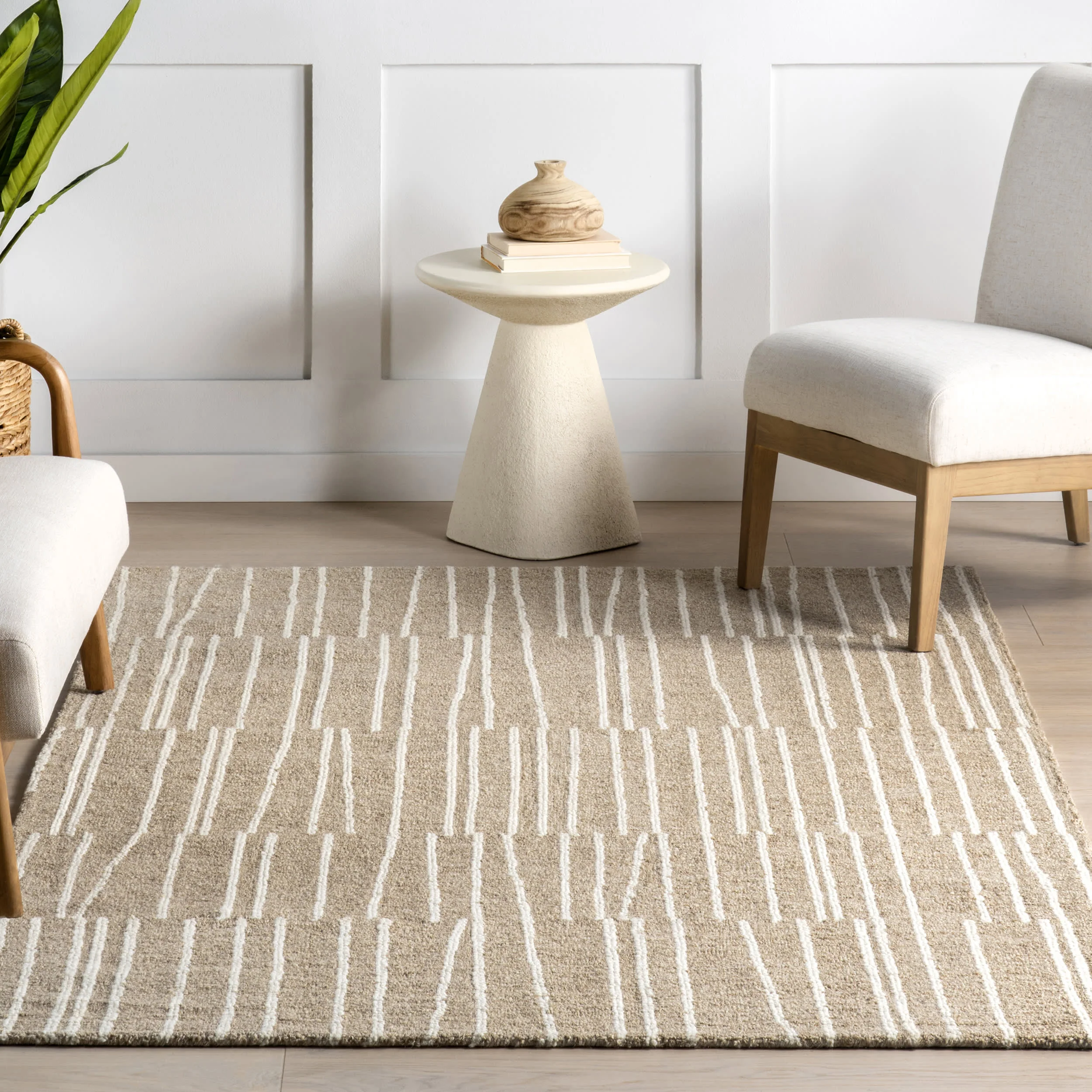 Inaya Striped Rug | Beige - Image 5