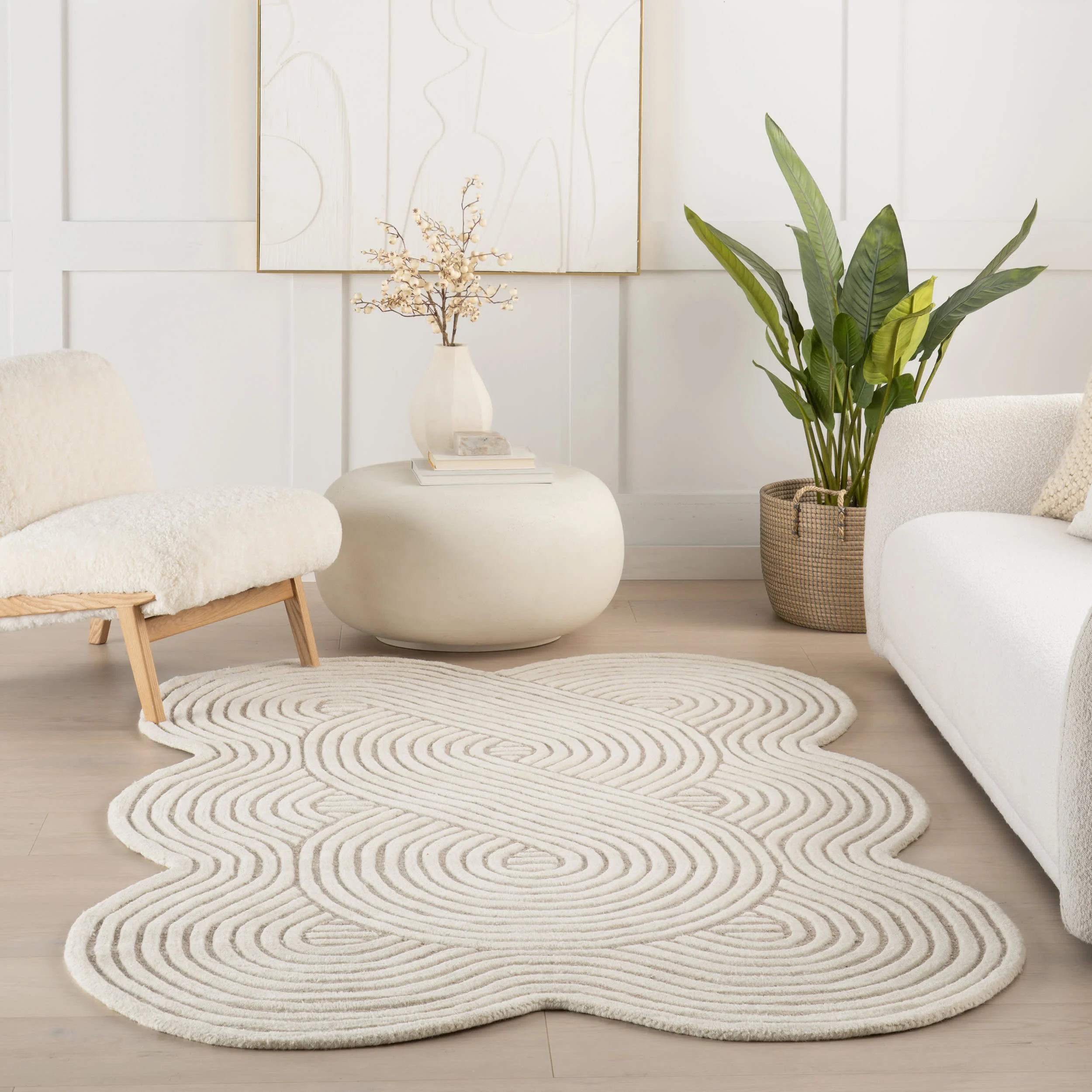 Indira Grooved Arc Rug | Ivory - Image 5
