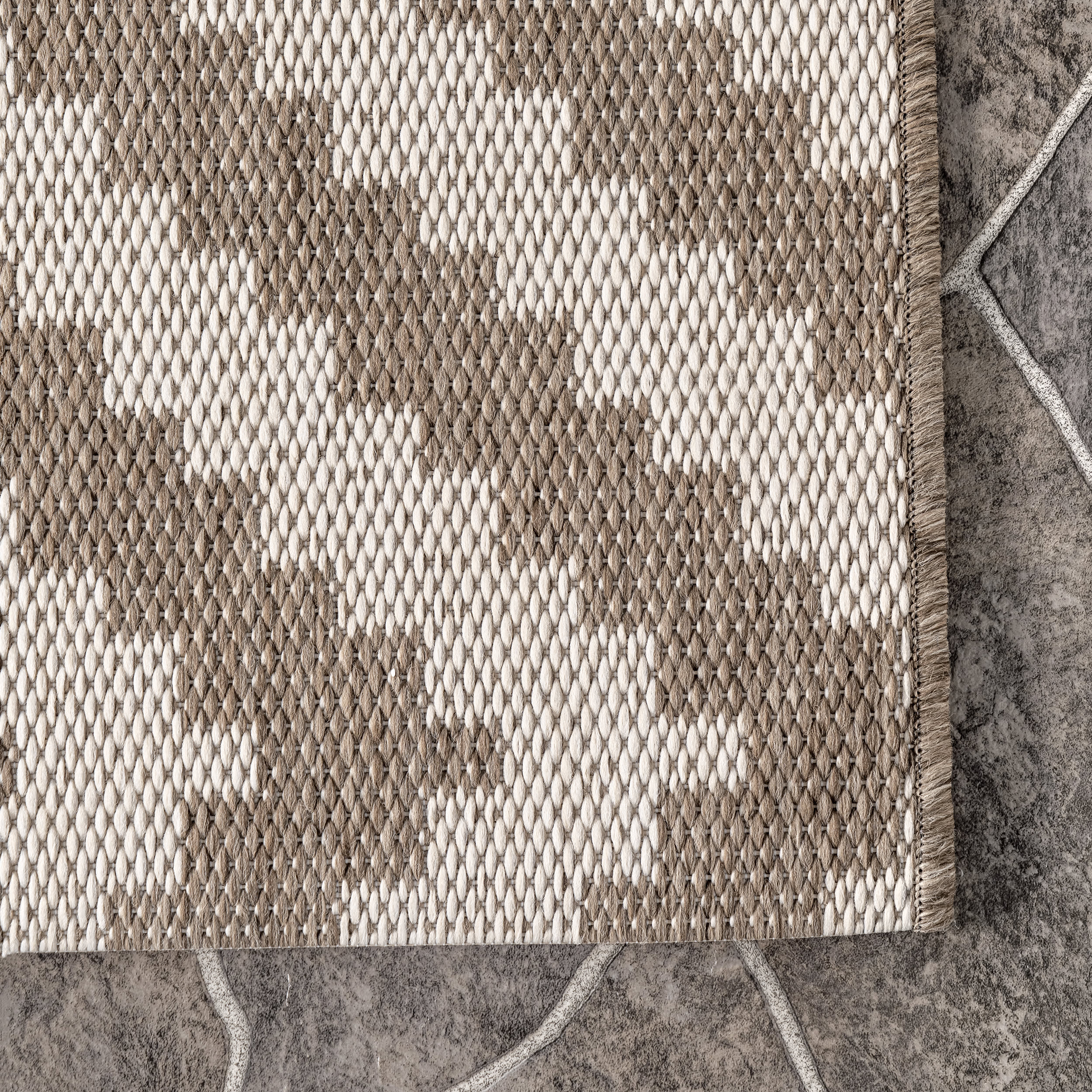 Indoor/Outdoor Diamond Trellis Rug | Taupe - Image 3