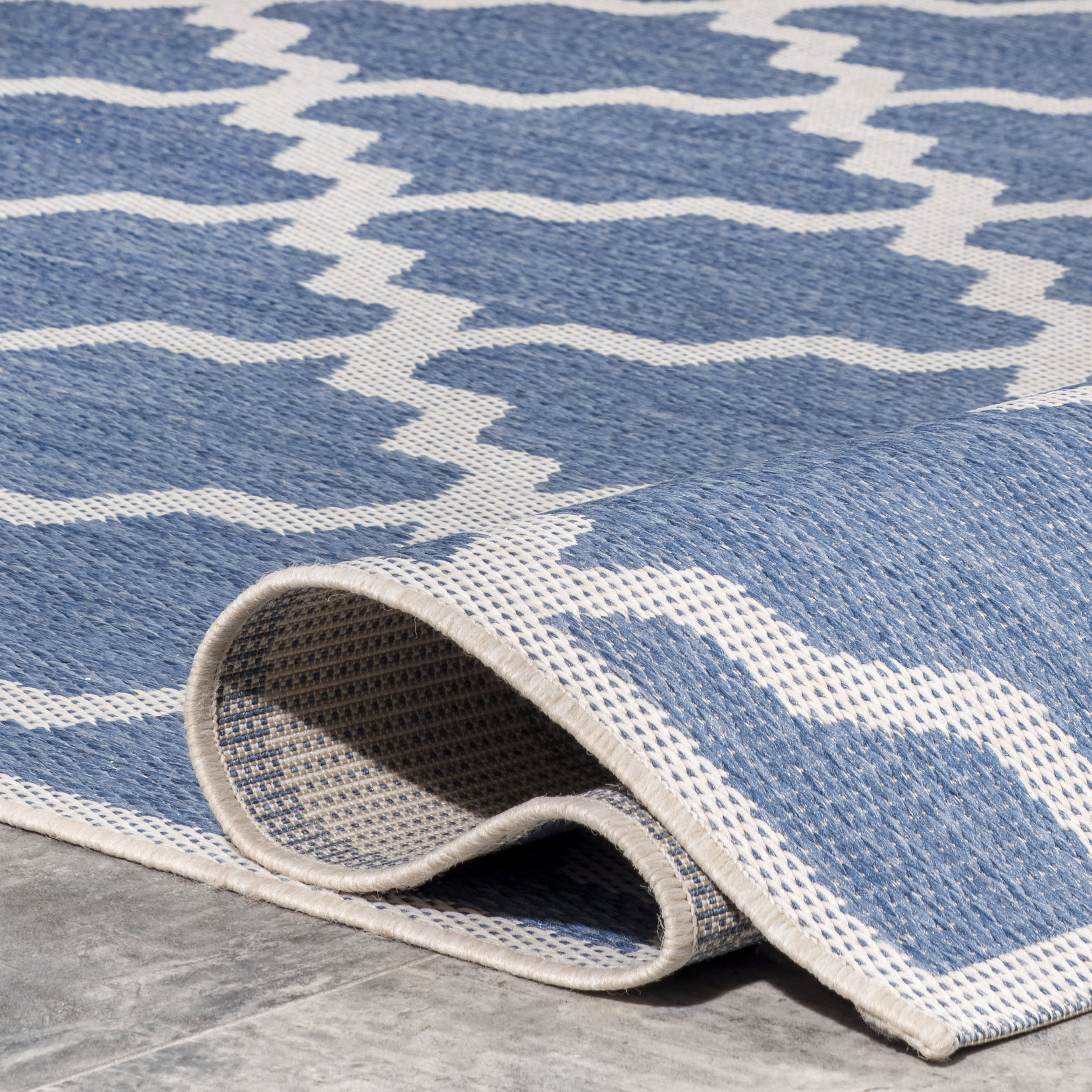 Indoor/Outdoor Moroccan Trellis Rug | Blue - Image 2