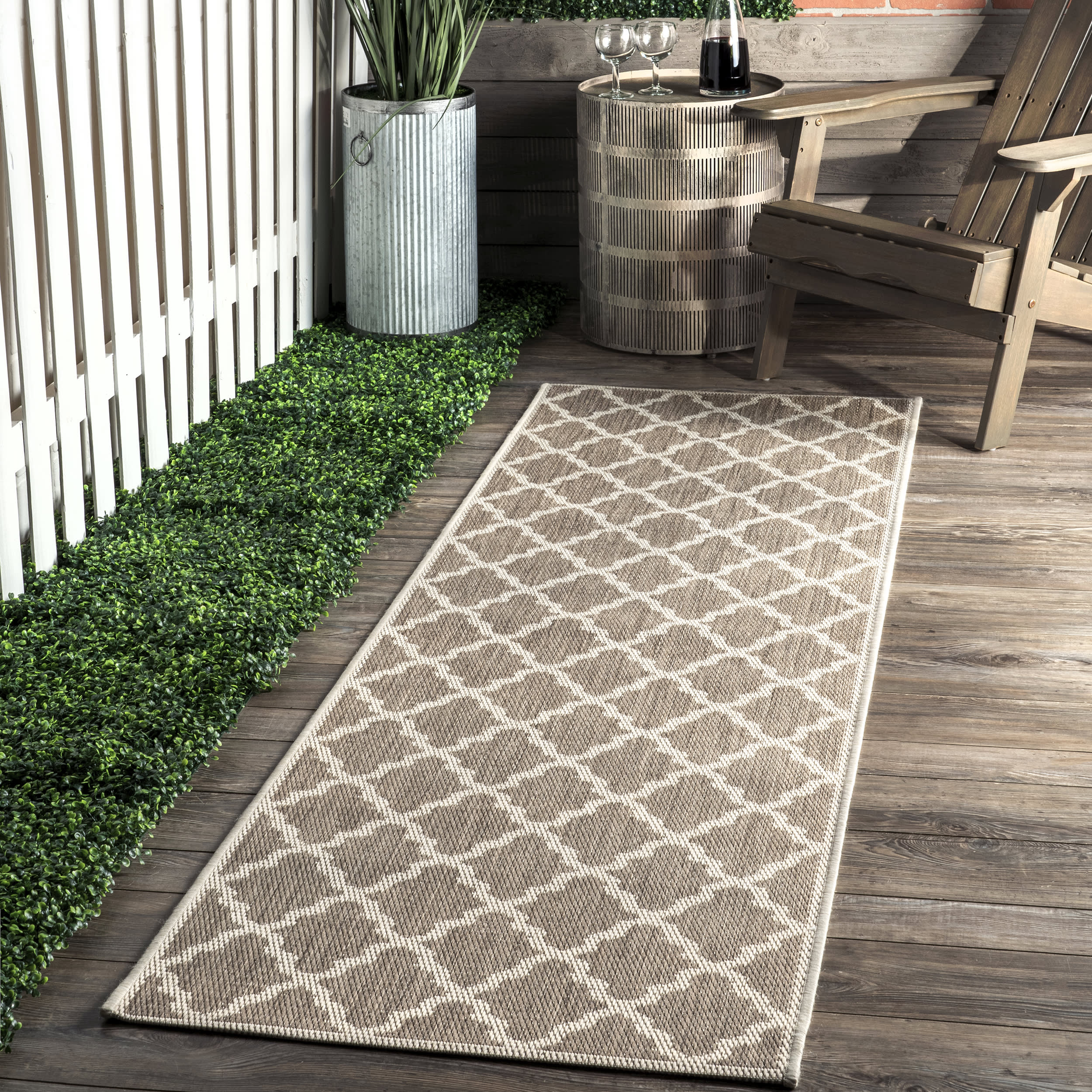 Indoor/Outdoor Moroccan Trellis Rug | Taupe - Image 2