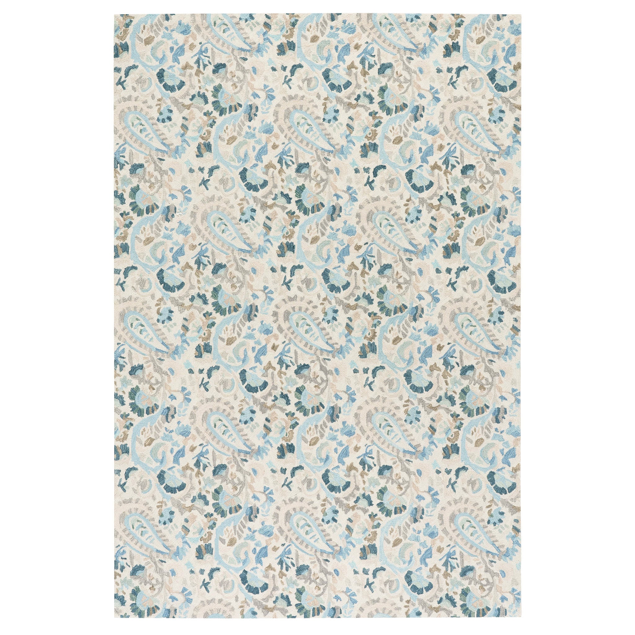 Ines Hand Micro Hooked Wool Rug | Blue - Image 2