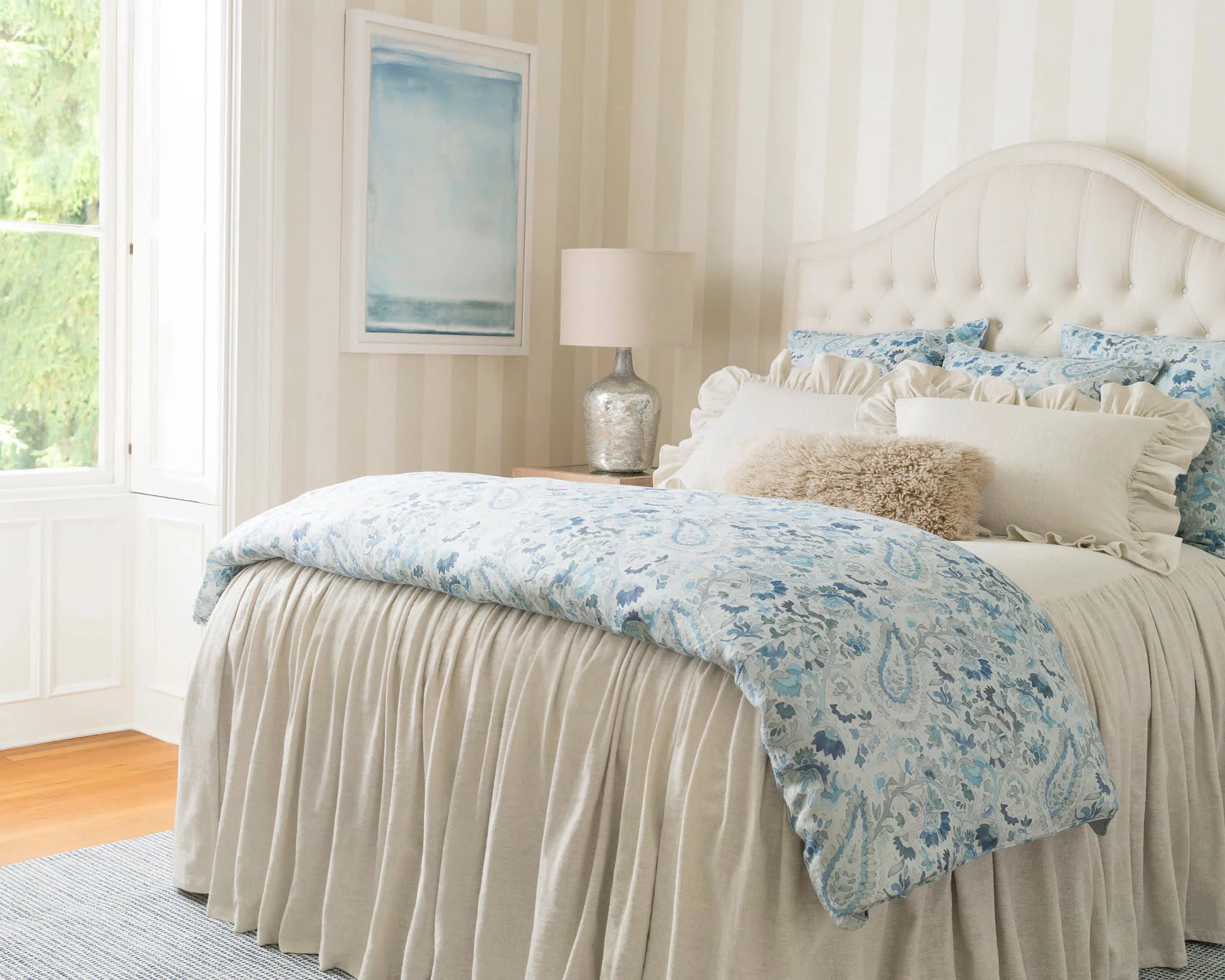 Ines Linen Duvet Cover | Blue - Image 4