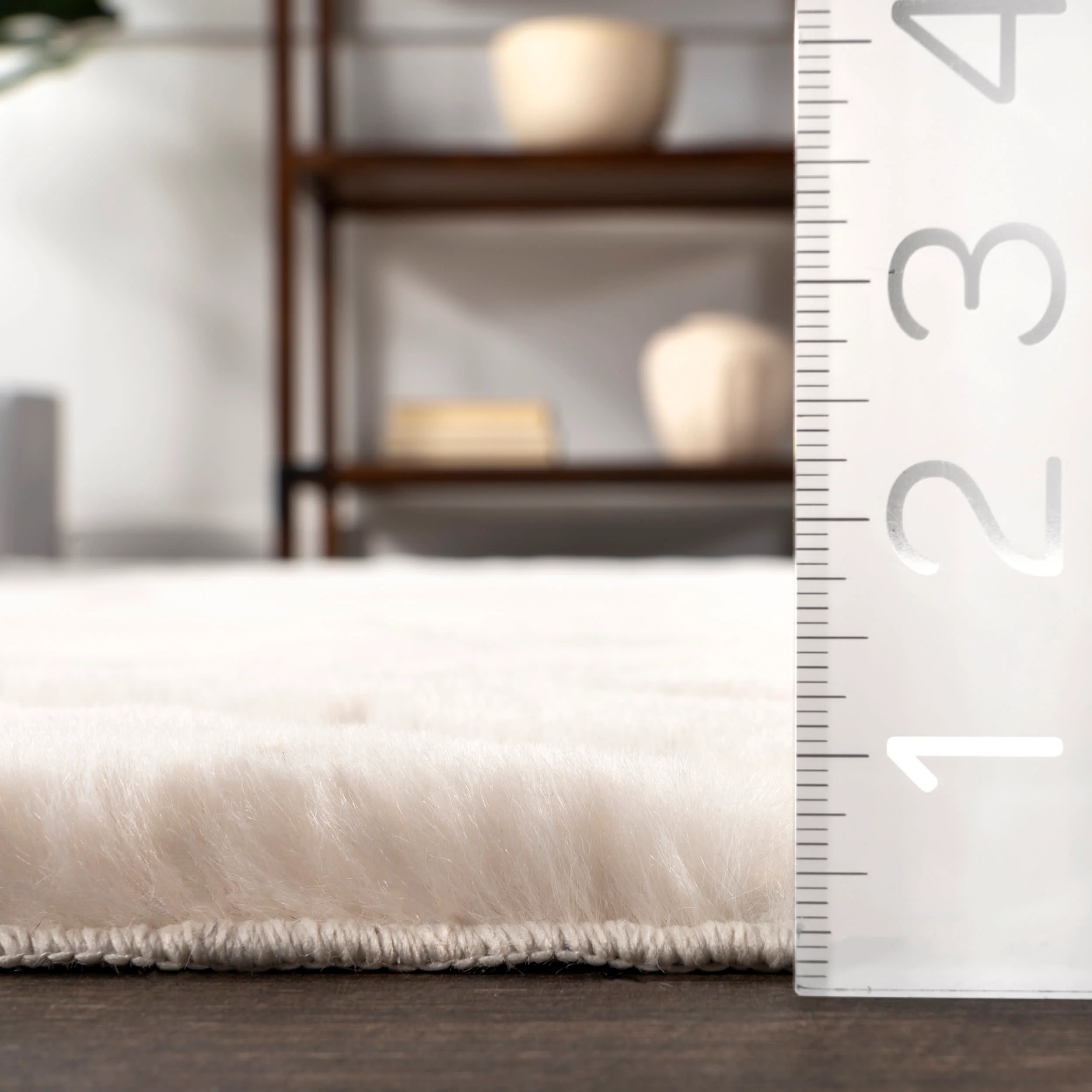 Ingeberg Chevron Washable Faux Rabbit Rug | Off White - Image 5