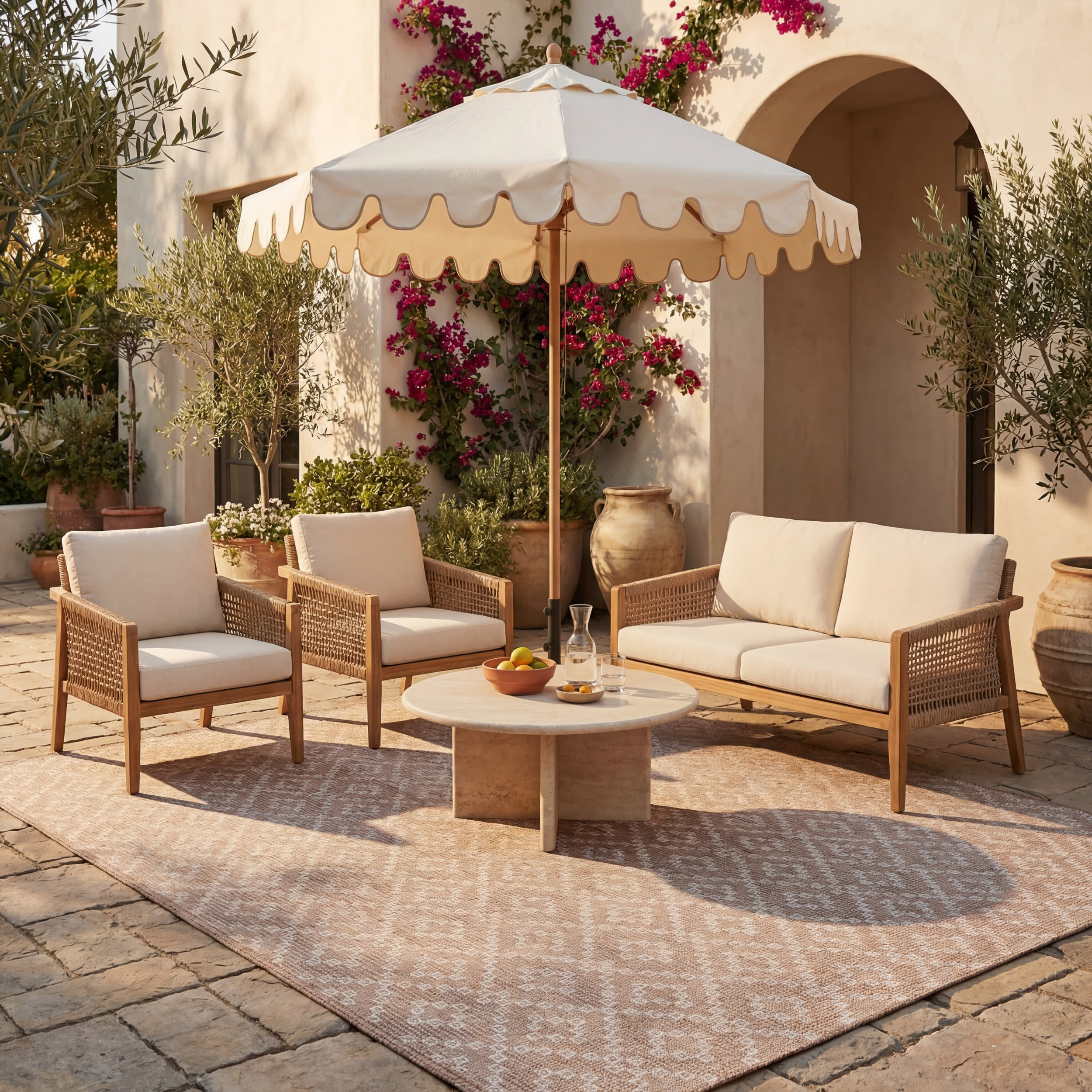 Inkala Bohemian Diamond Indoor/Outdoor Rug | Tan - Image 2