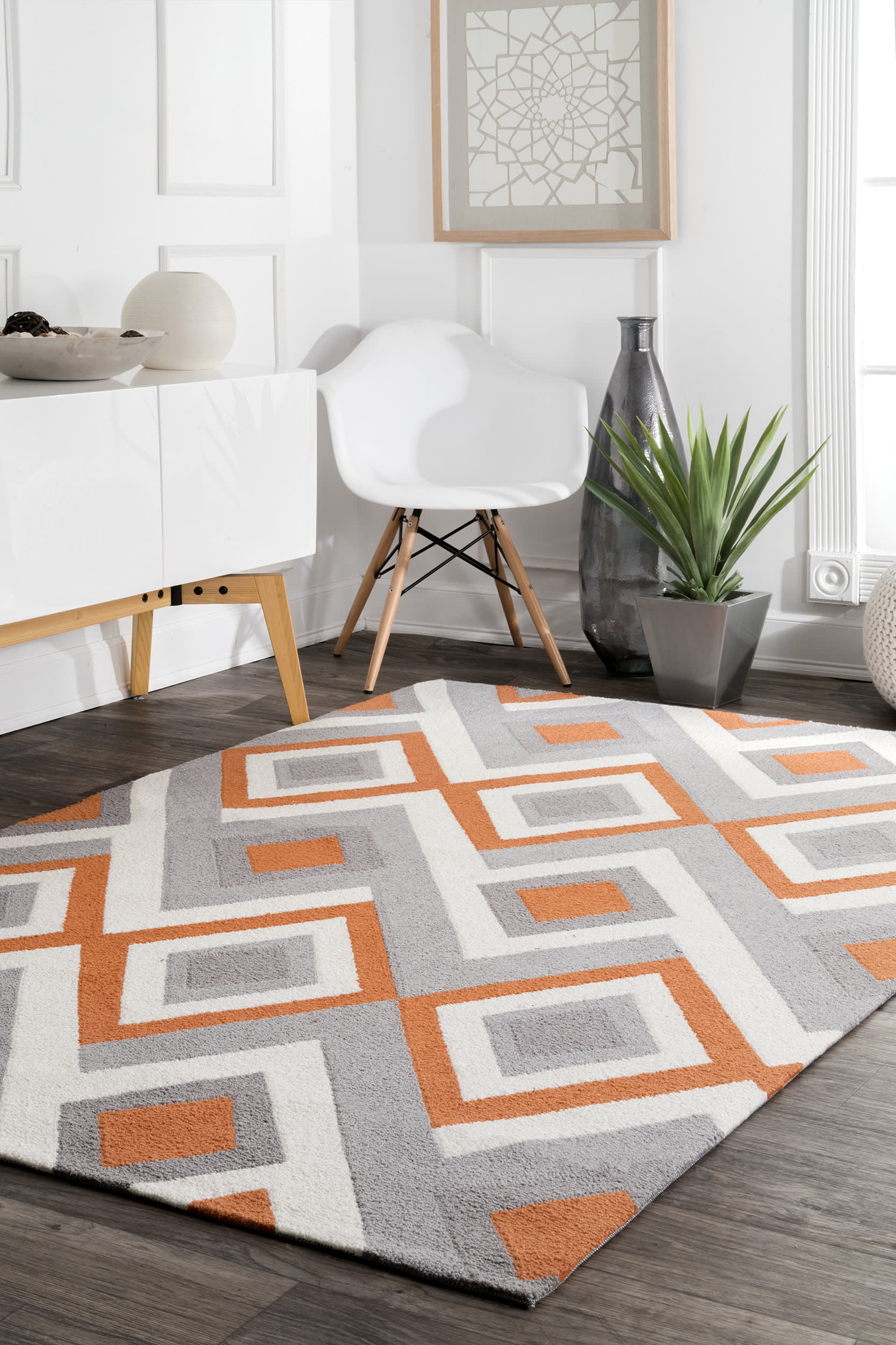 Interconnected Diamonds Rug | Orange - Image 2