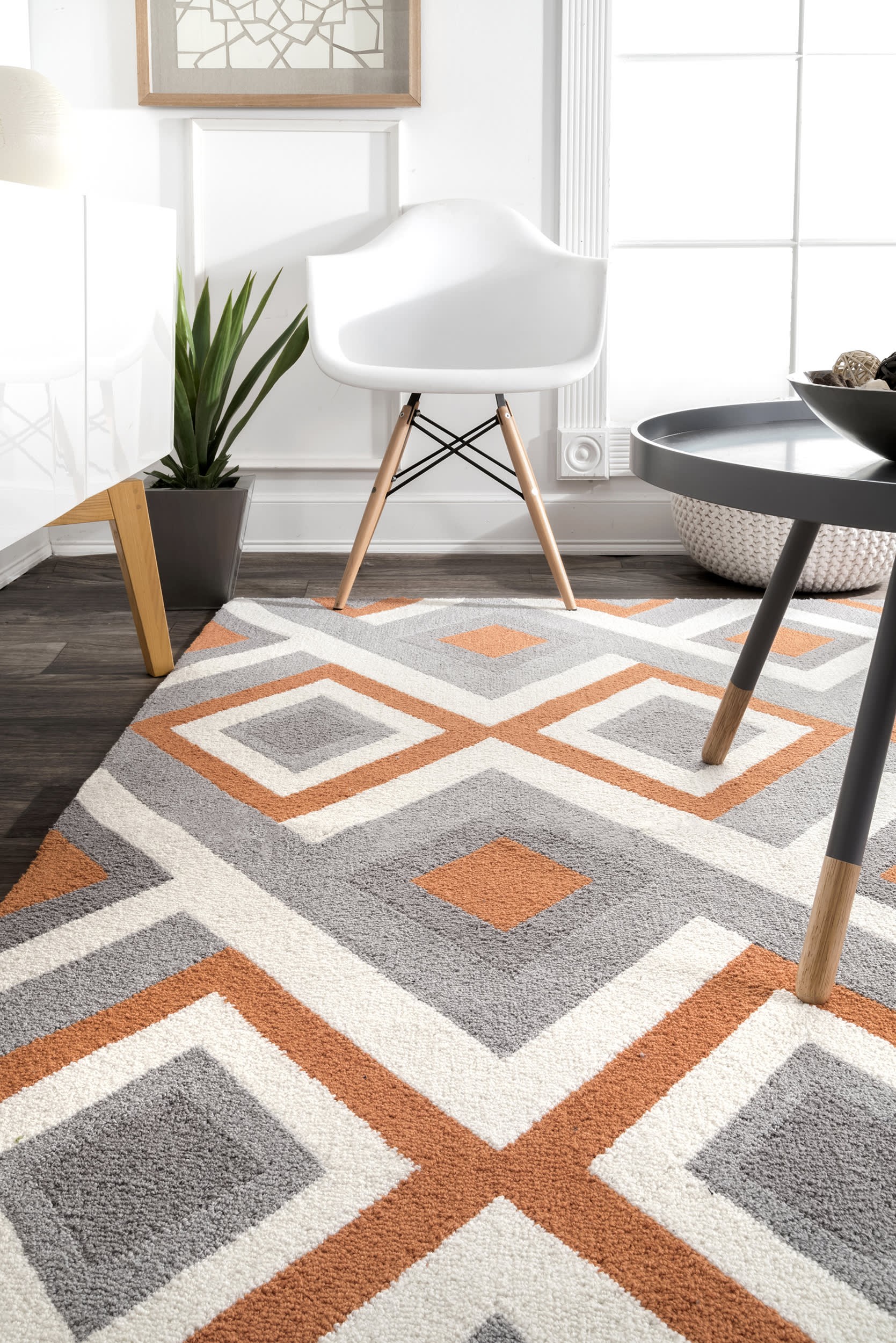 Interconnected Diamonds Rug | Orange - Image 4