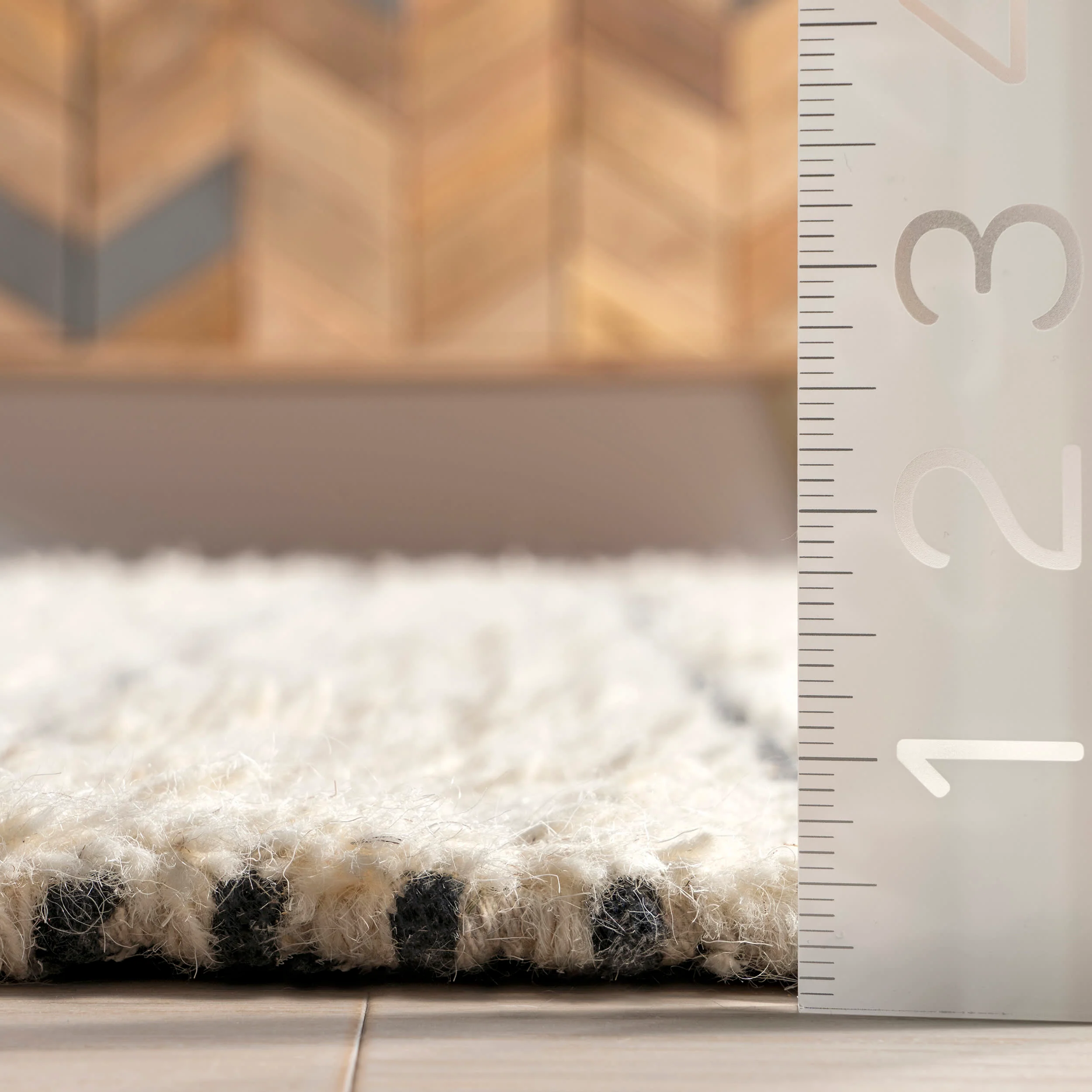 Irina Shaggy Brickwork Rug | Ivory - Image 5