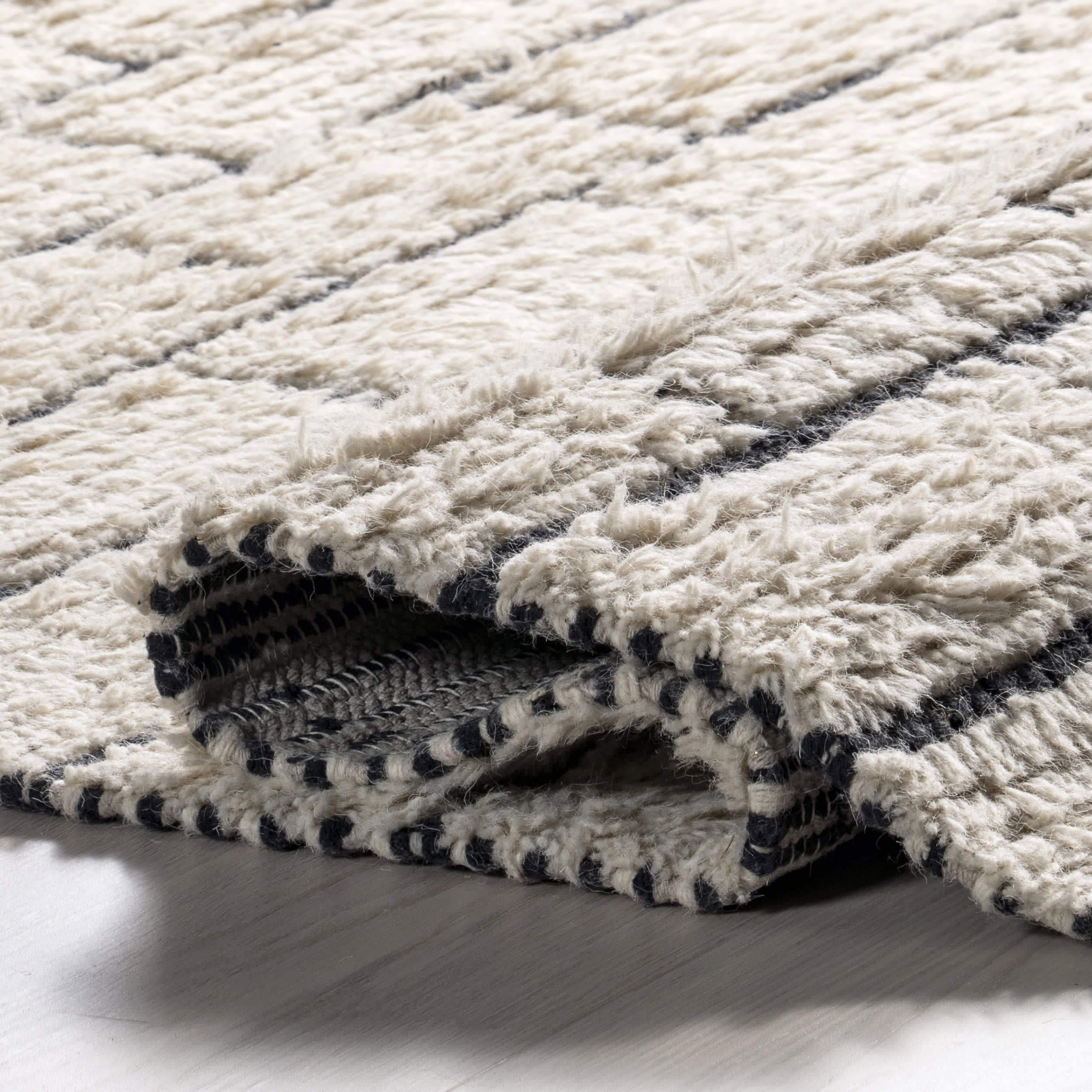 Irina Shaggy Brickwork Rug | Ivory - Image 8