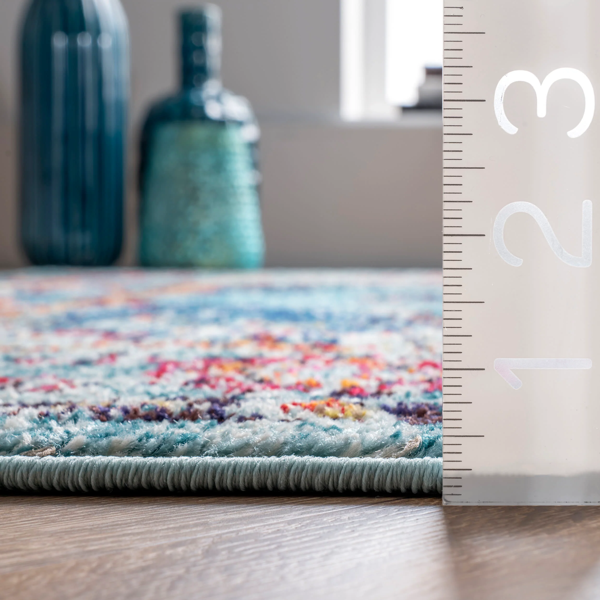 Iris Fading Oriental Medallion Rug | Aqua - Image 5