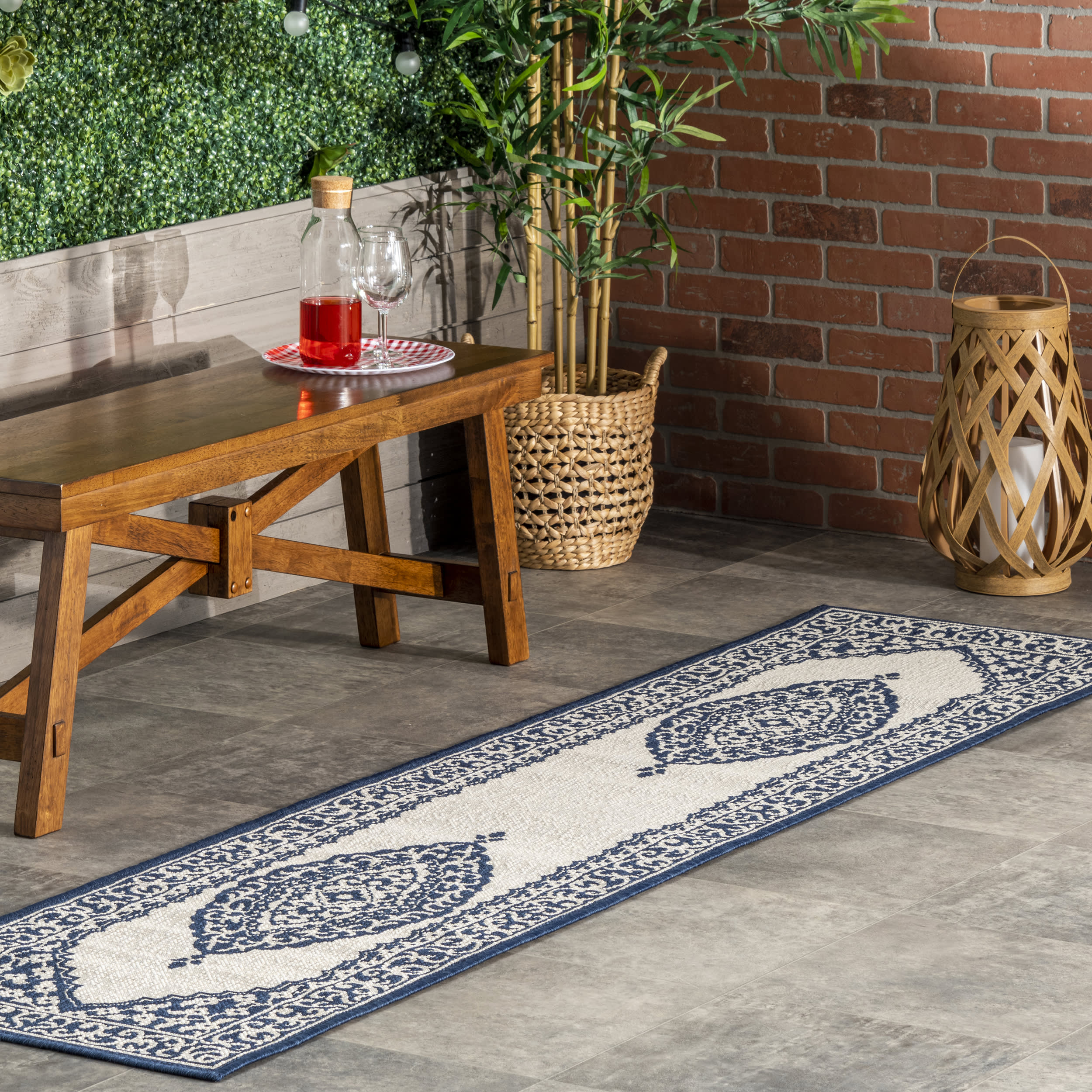 Iris Medallion Indoor/Outdoor Rug | Navy - Image 2
