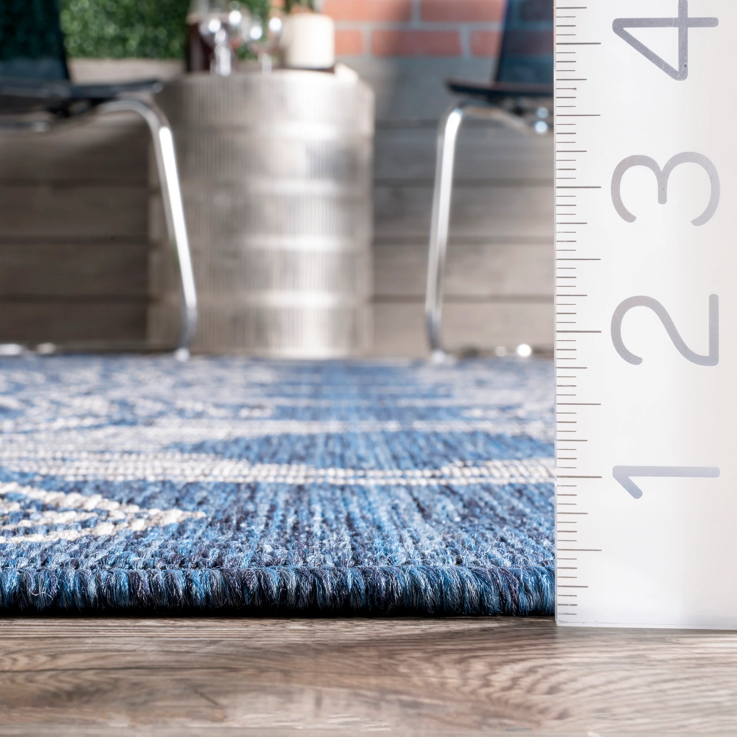 Iris Totem Indoor/Outdoor Flatweave Rug | Blue - Image 5