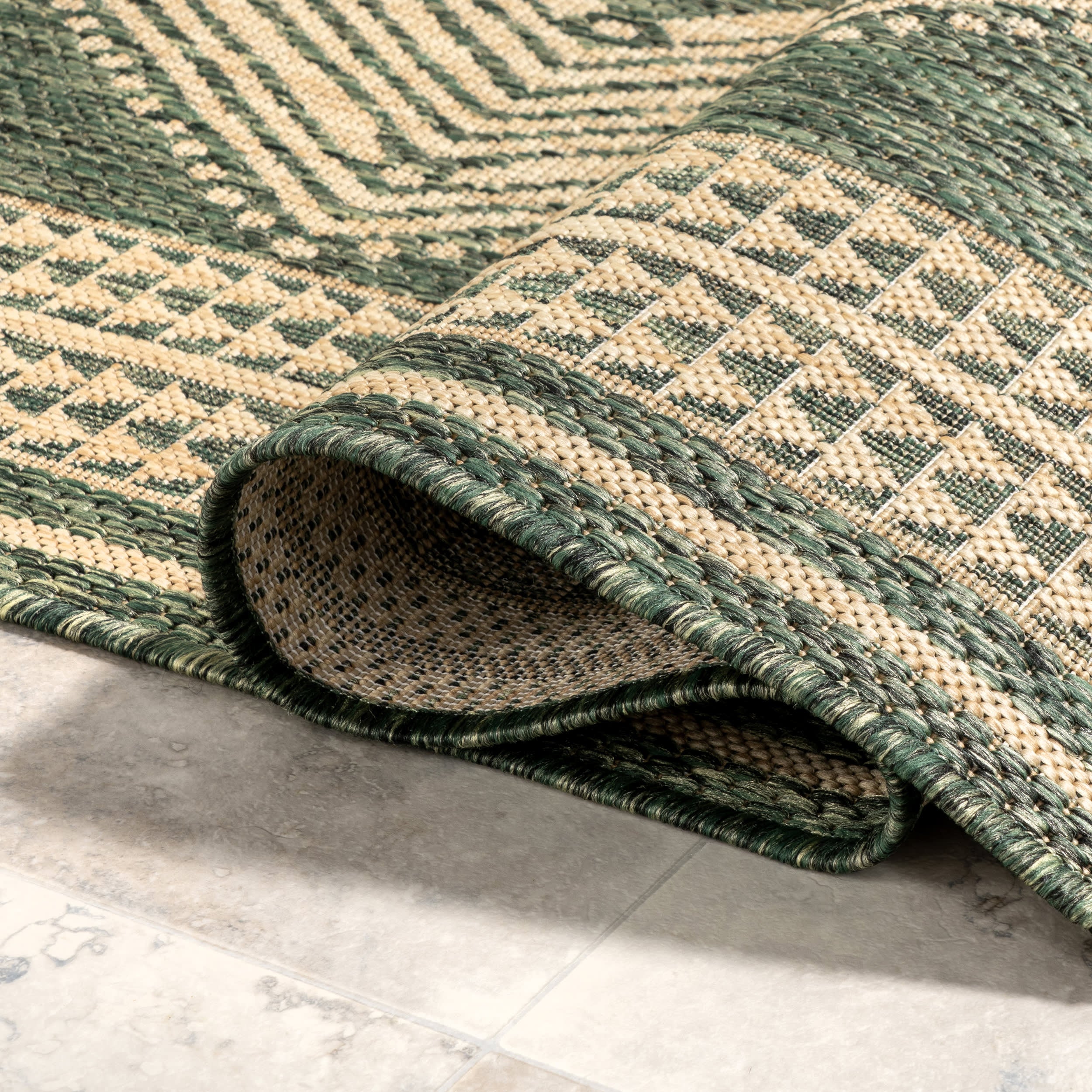 Iris Totem Indoor/Outdoor Flatweave Rug | Green - Image 10