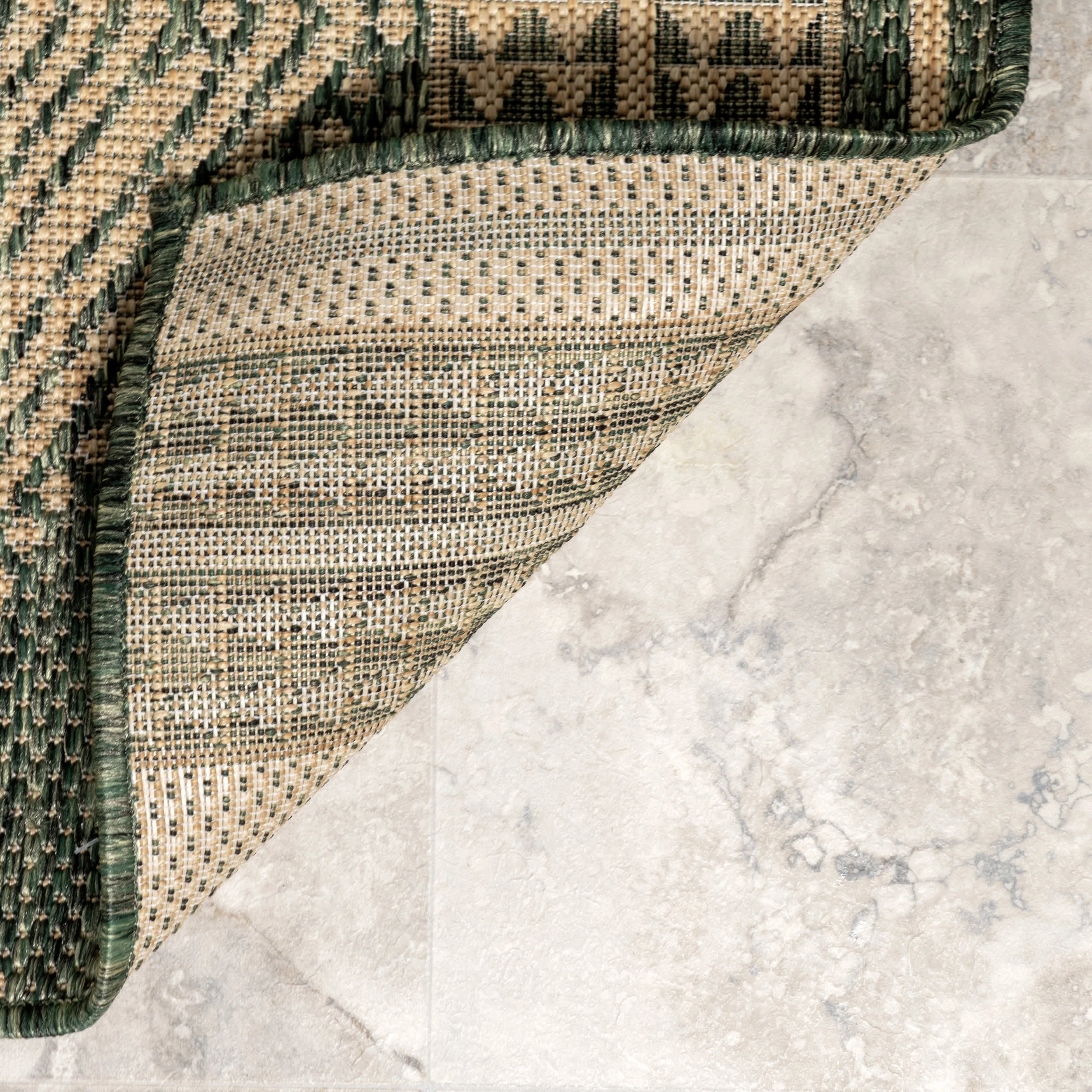 Iris Totem Indoor/Outdoor Flatweave Rug | Green - Image 7