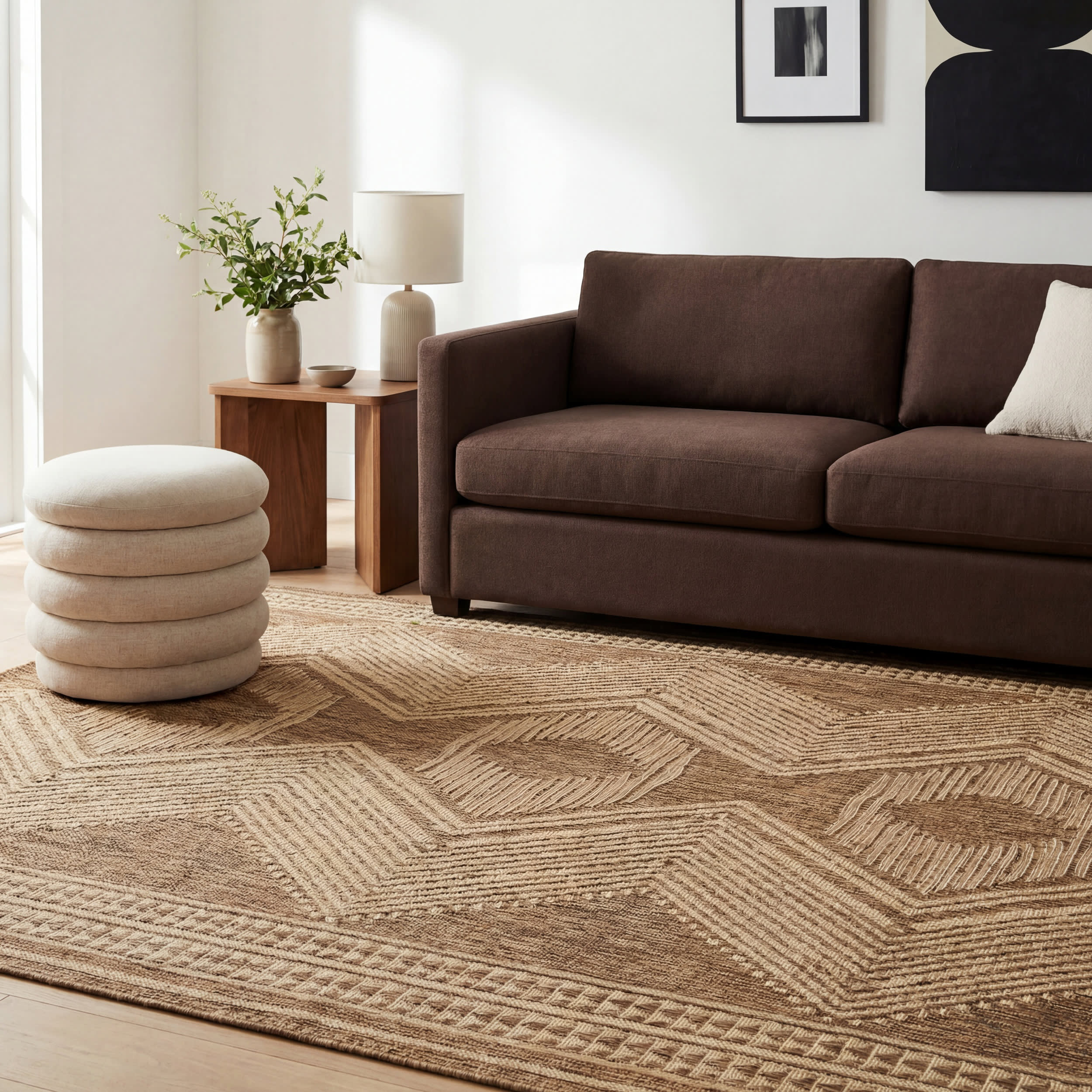 Iris Totem Indoor/Outdoor Flatweave Rug | Light Brown - Image 4