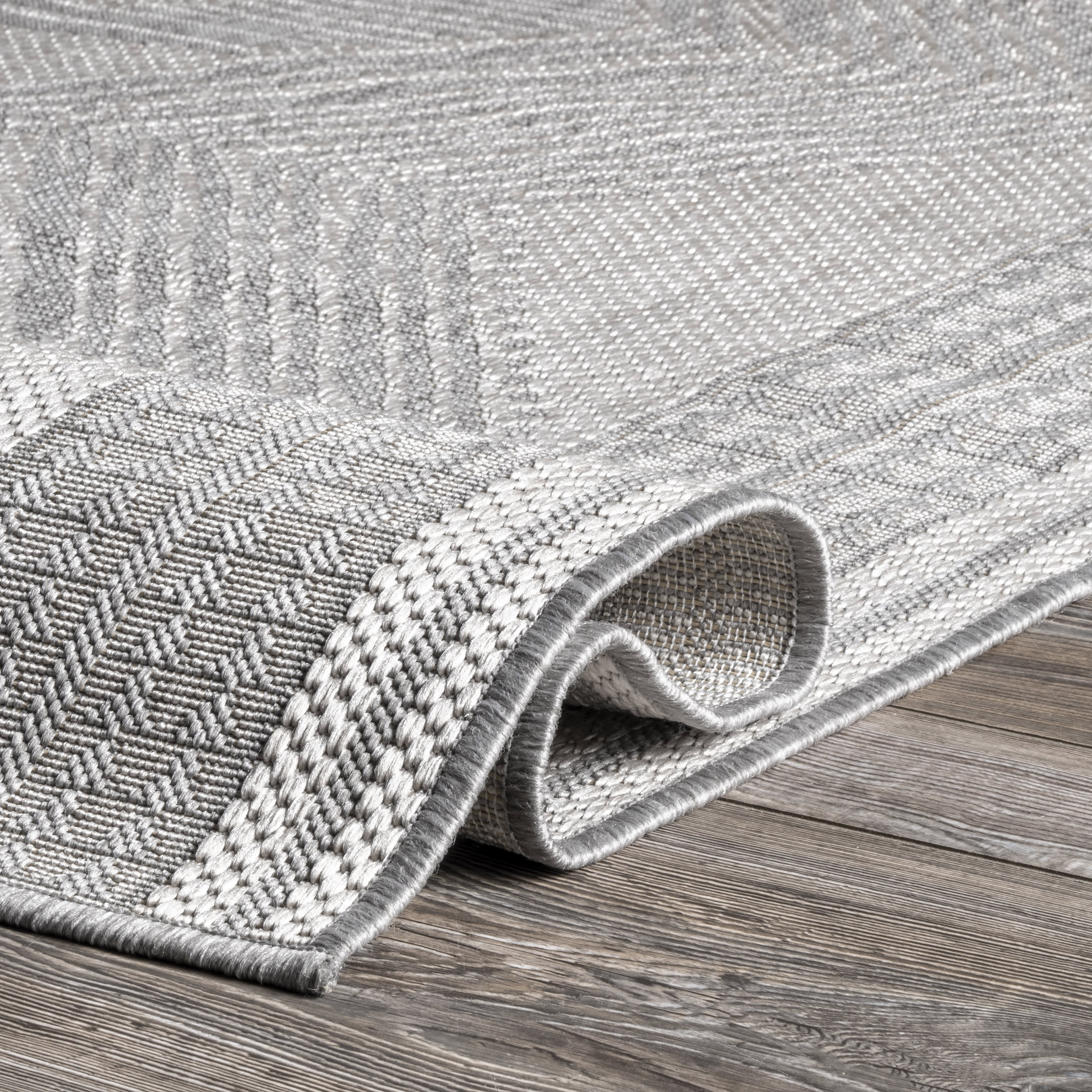 Iris Totem Indoor/Outdoor Flatweave Rug | Light Grey - Image 6