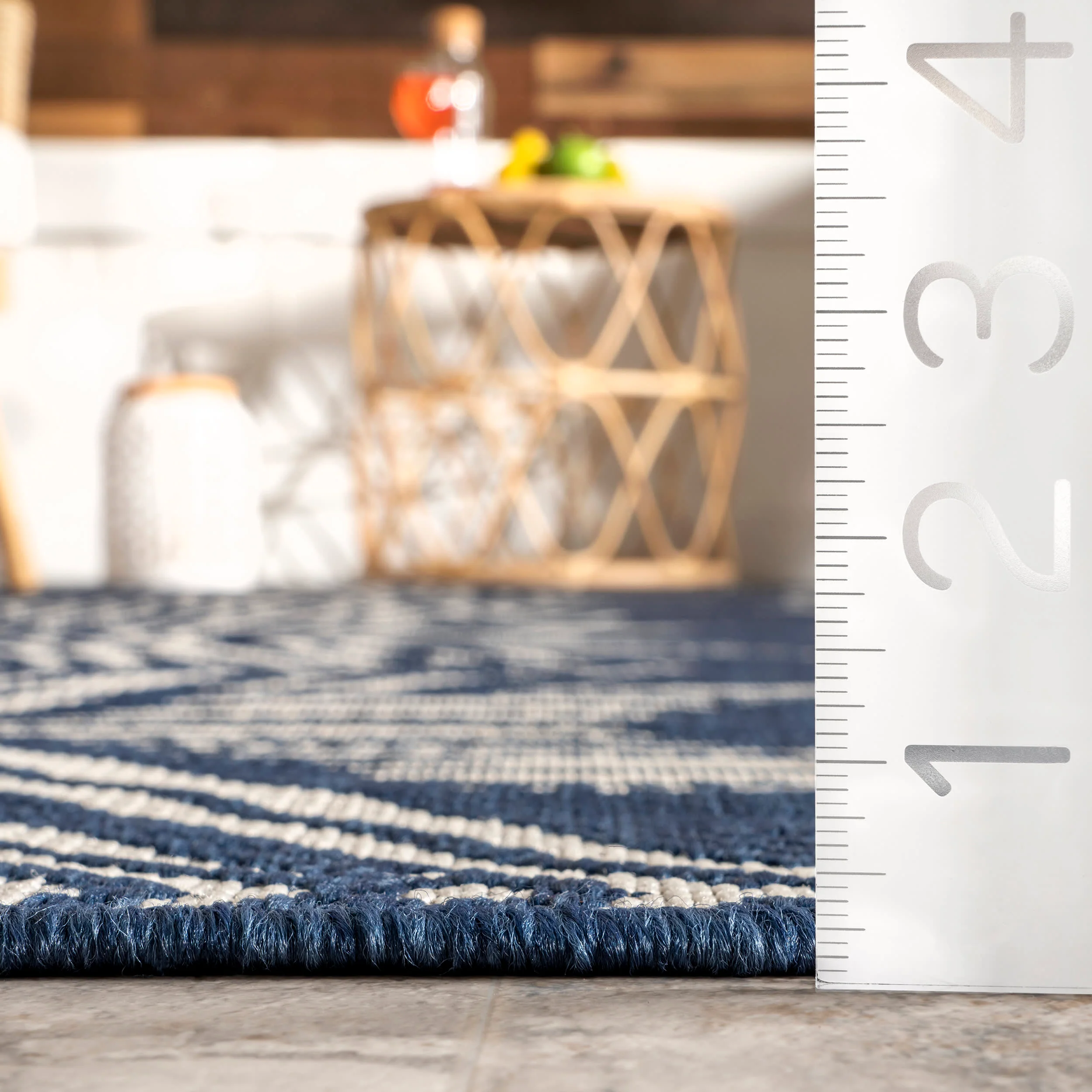 Iris Totem Indoor/Outdoor Flatweave Rug | Navy - Image 5