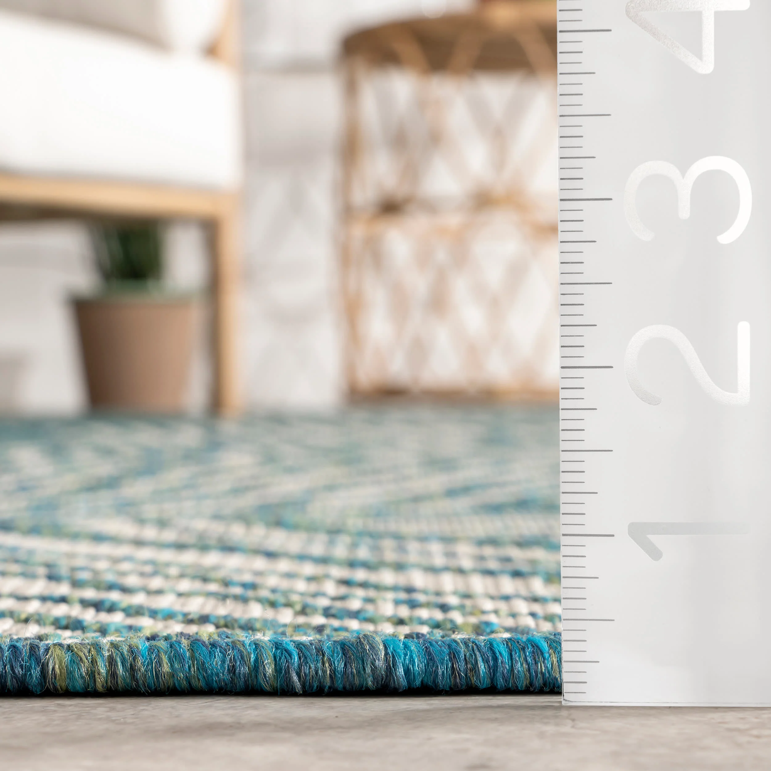 Iris Totem Indoor/Outdoor Flatweave Rug | Teal - Image 5