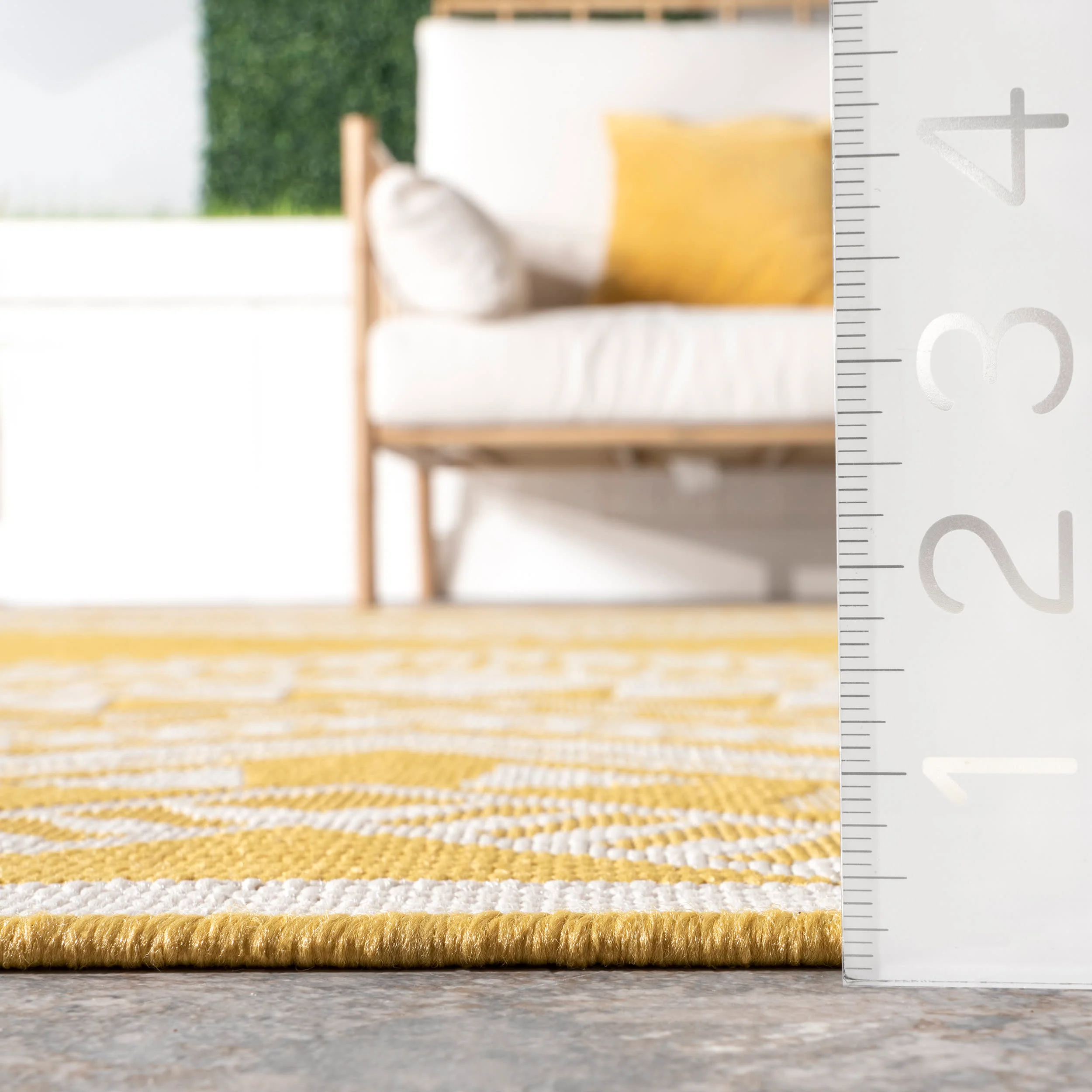 Iris Totem Indoor/Outdoor Flatweave Rug | Yellow - Image 5