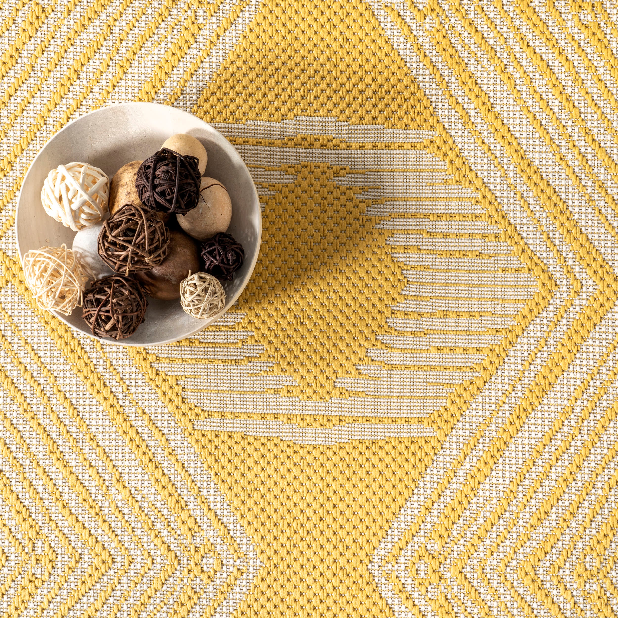 Iris Totem Indoor/Outdoor Flatweave Rug | Yellow - Image 7