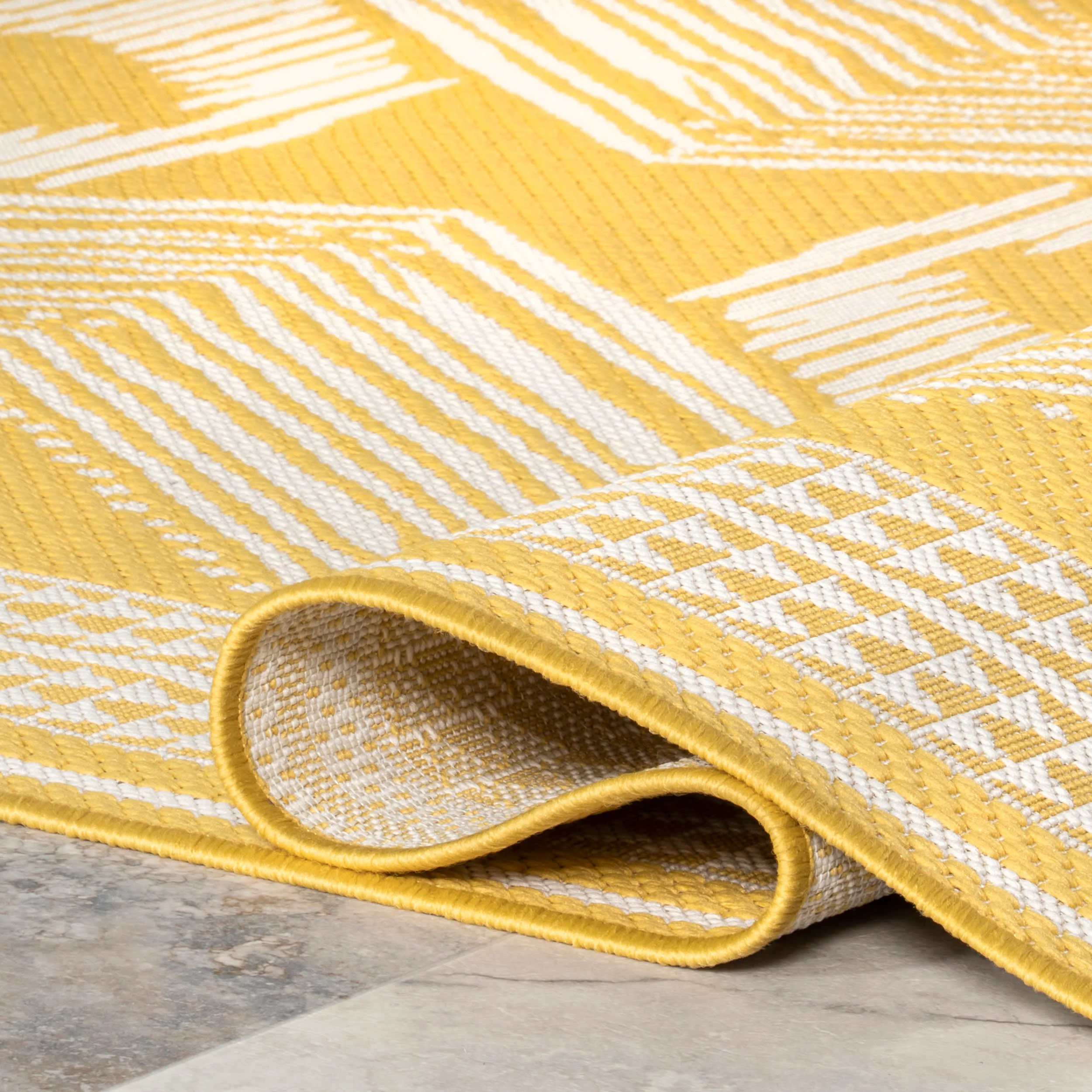 Iris Totem Indoor/Outdoor Flatweave Rug | Yellow - Image 8