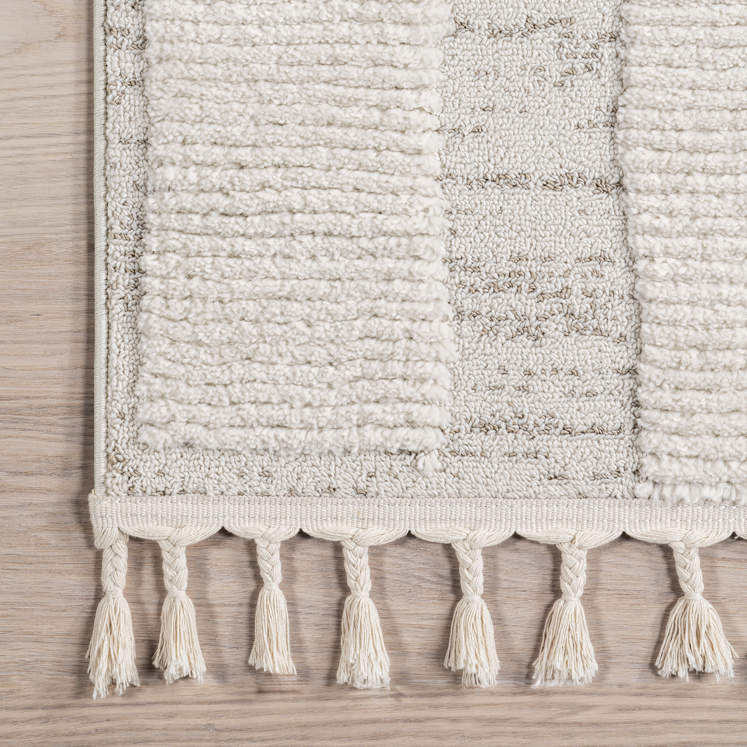 Irma Geometric Tasseled Rug | Light Beige - Image 3