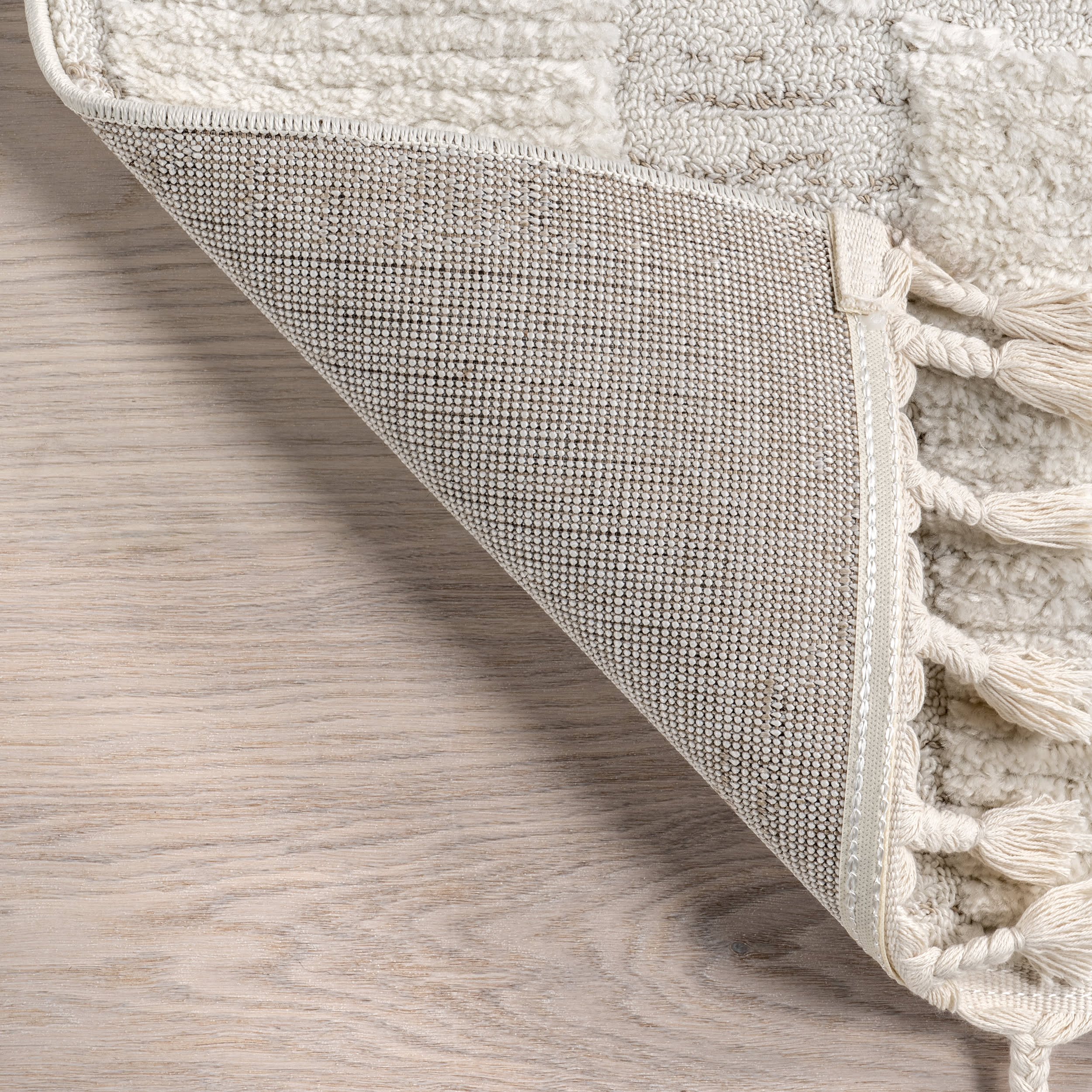 Irma Geometric Tasseled Rug | Light Beige - Image 6