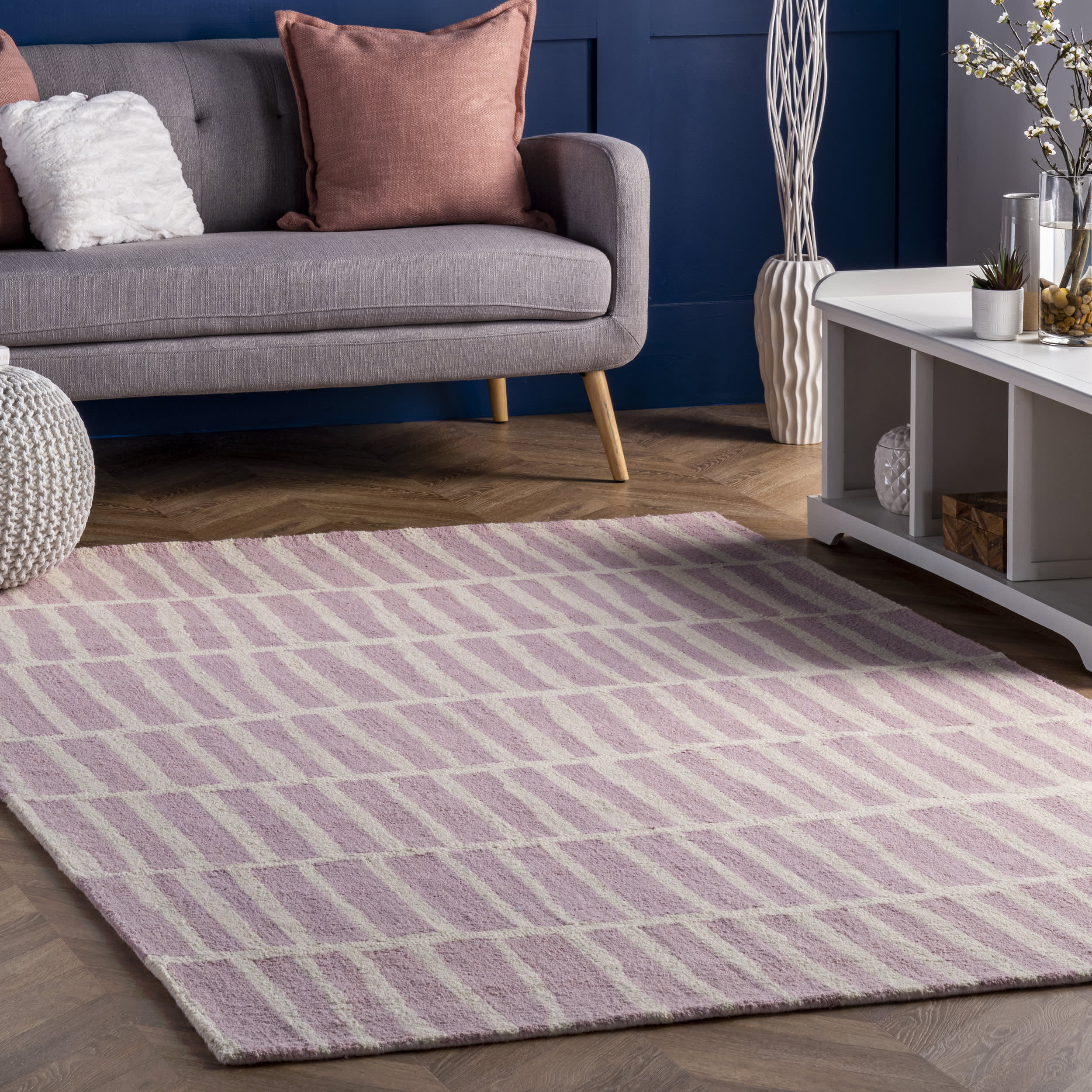 Irregular Parallel Bars Rug | Baby Pink - Image 2