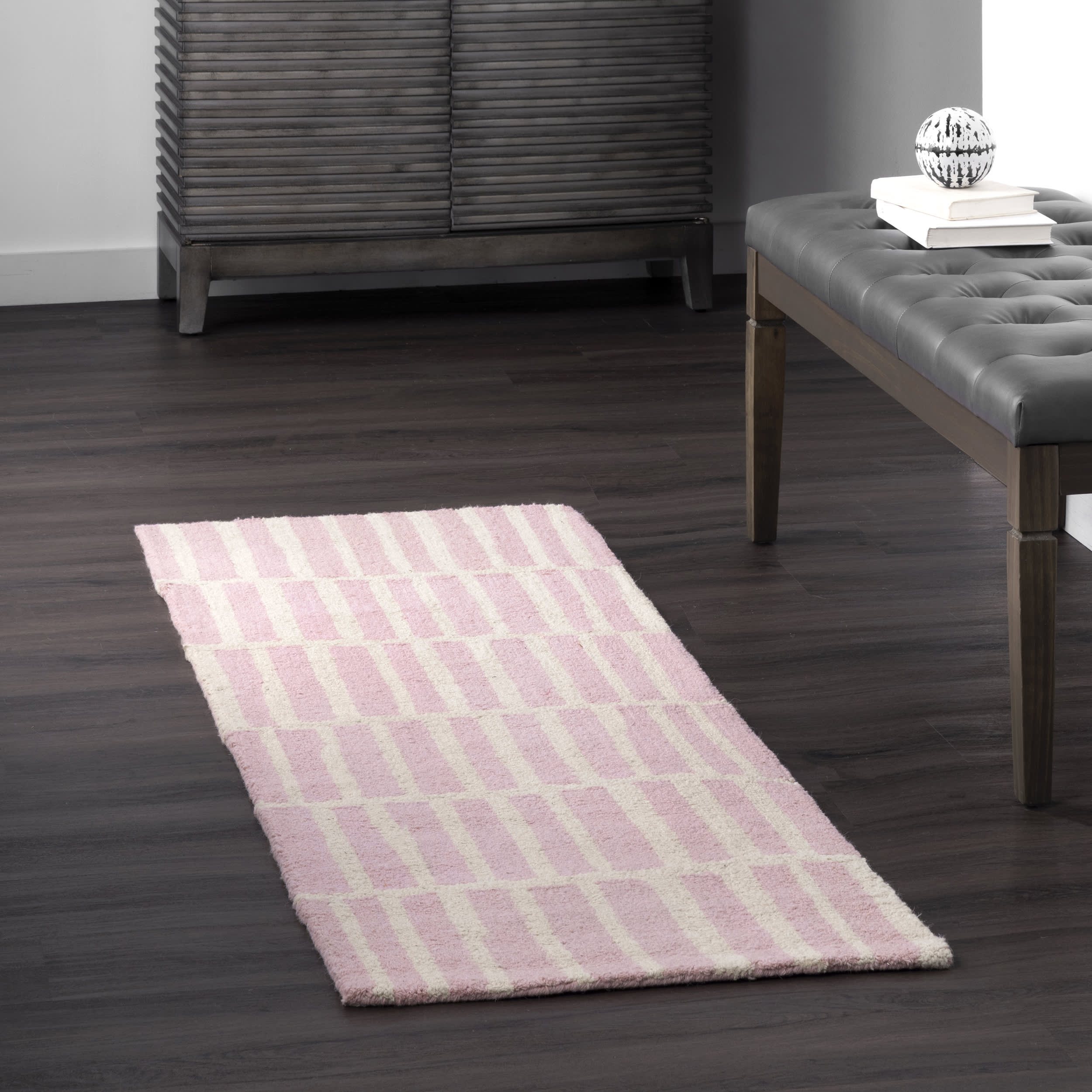 Irregular Parallel Bars Rug | Baby Pink - Image 2