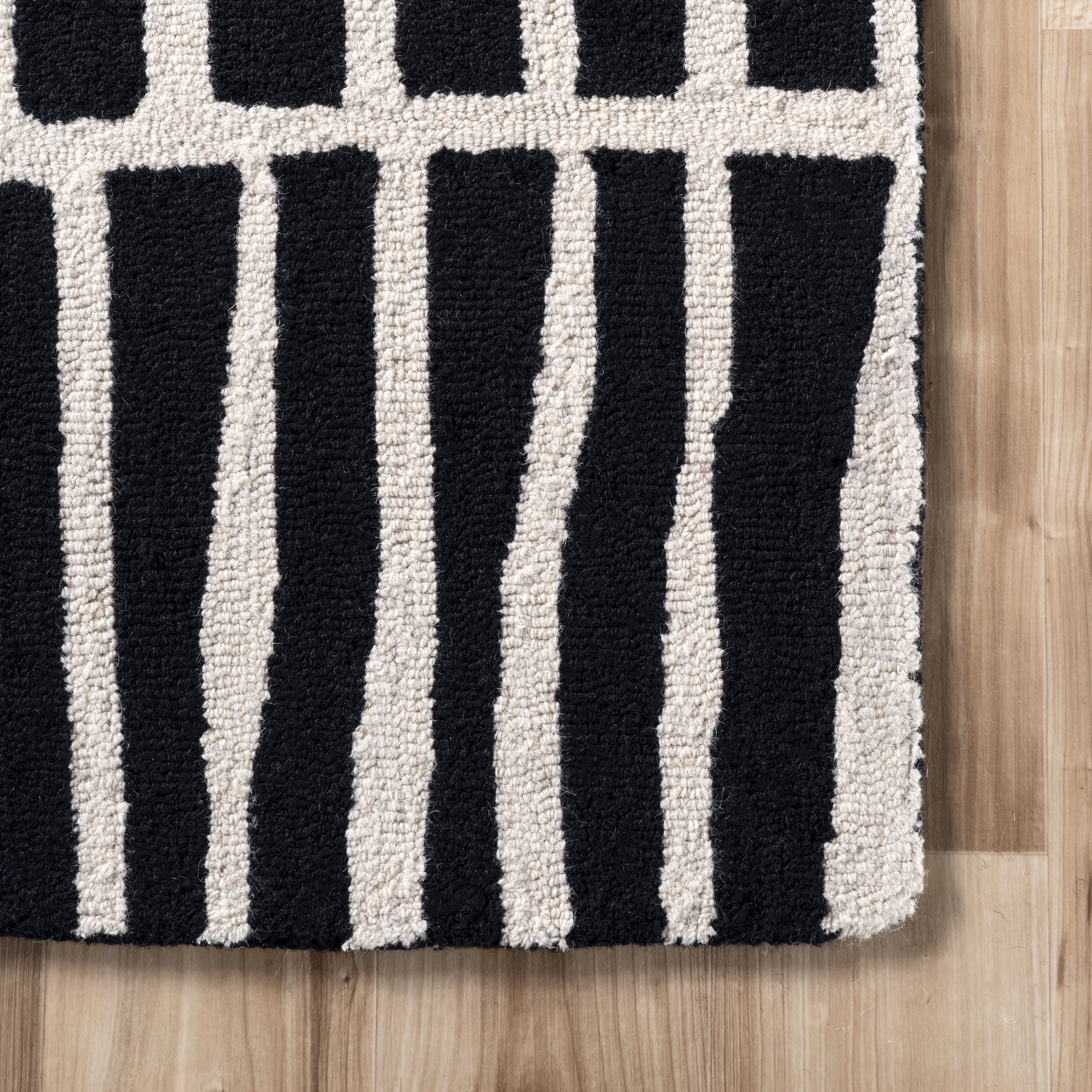 Irregular Parallel Bars Rug | Black - Image 3