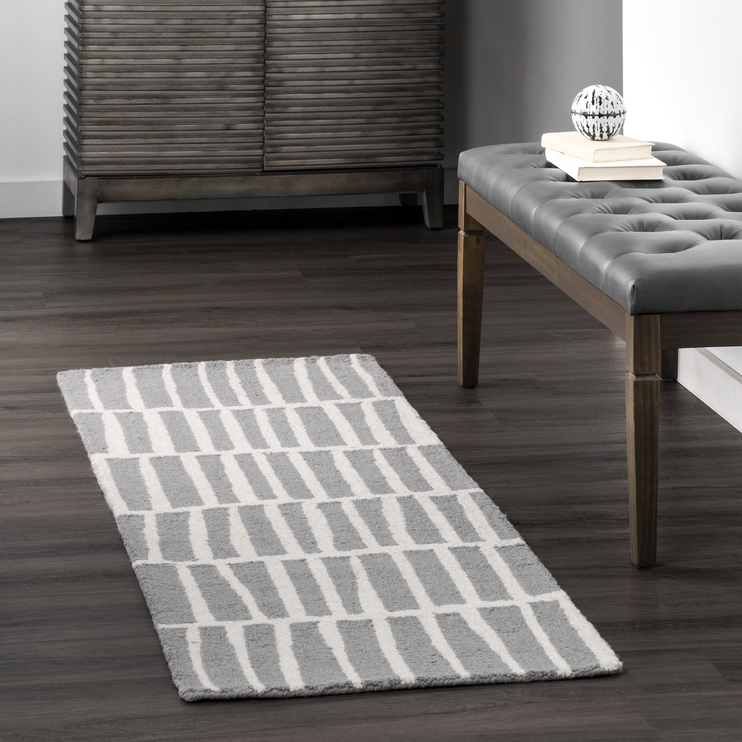 Irregular Parallel Bars Rug | Grey - Image 2