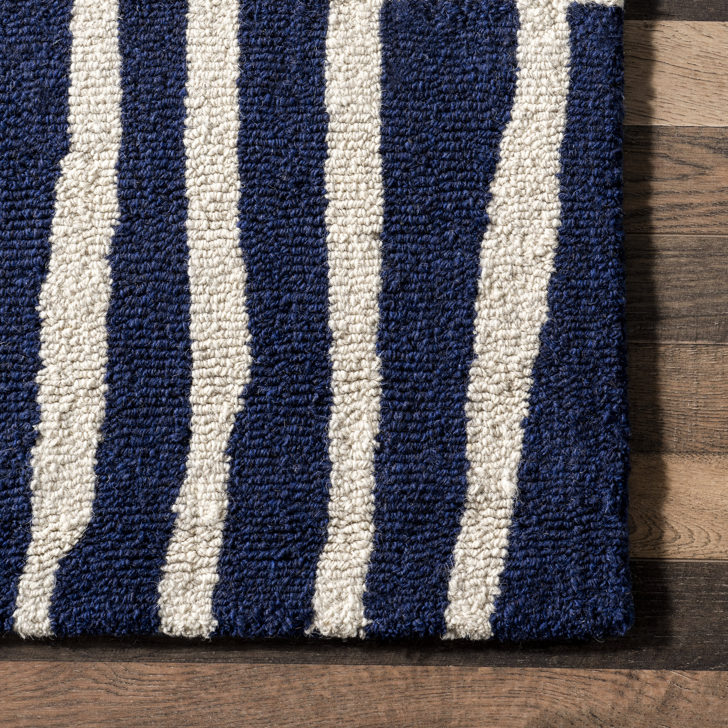 Irregular Parallel Bars Rug | Navy - Image 3