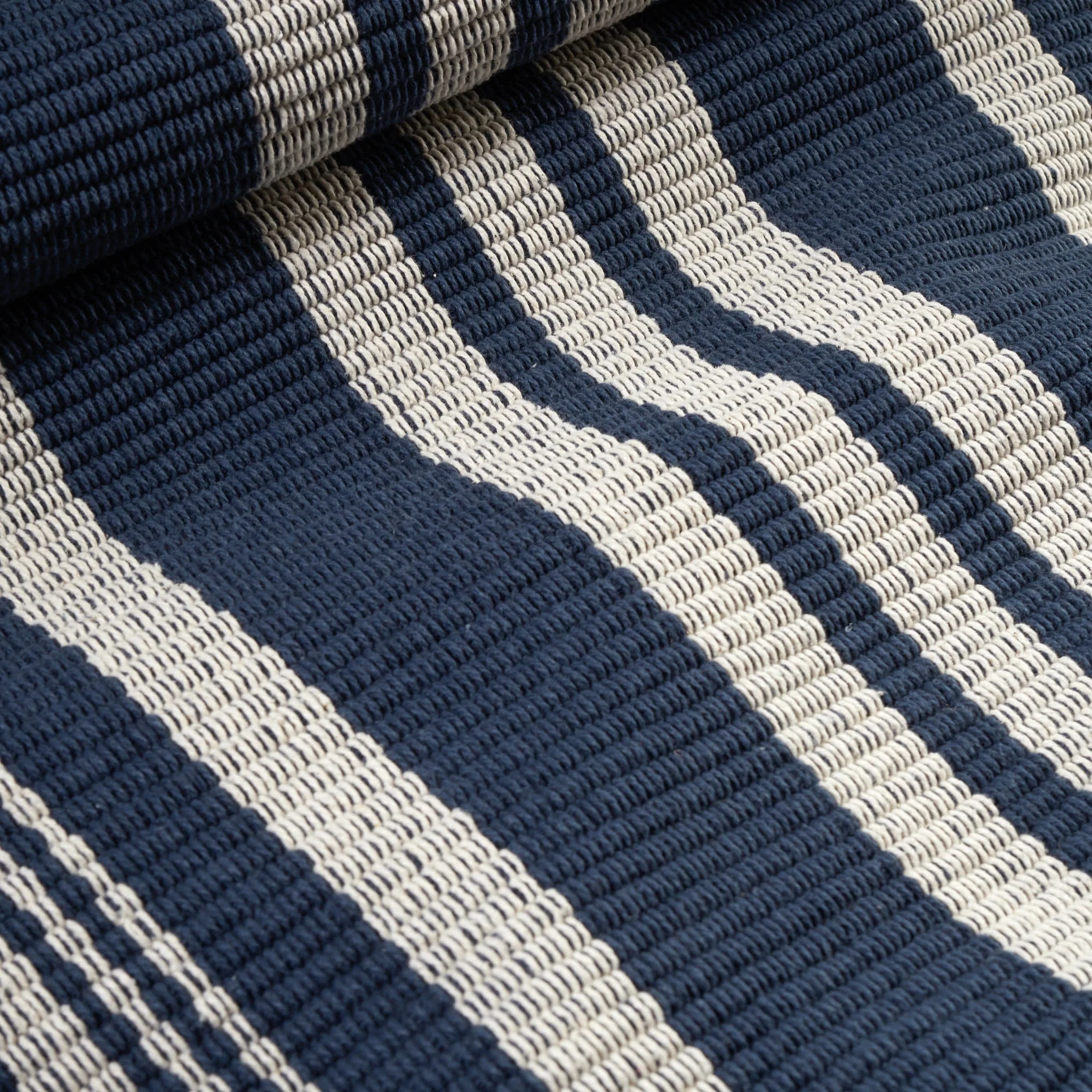 Irving Stripe Handwoven Cotton Rug | Navy - Image 3