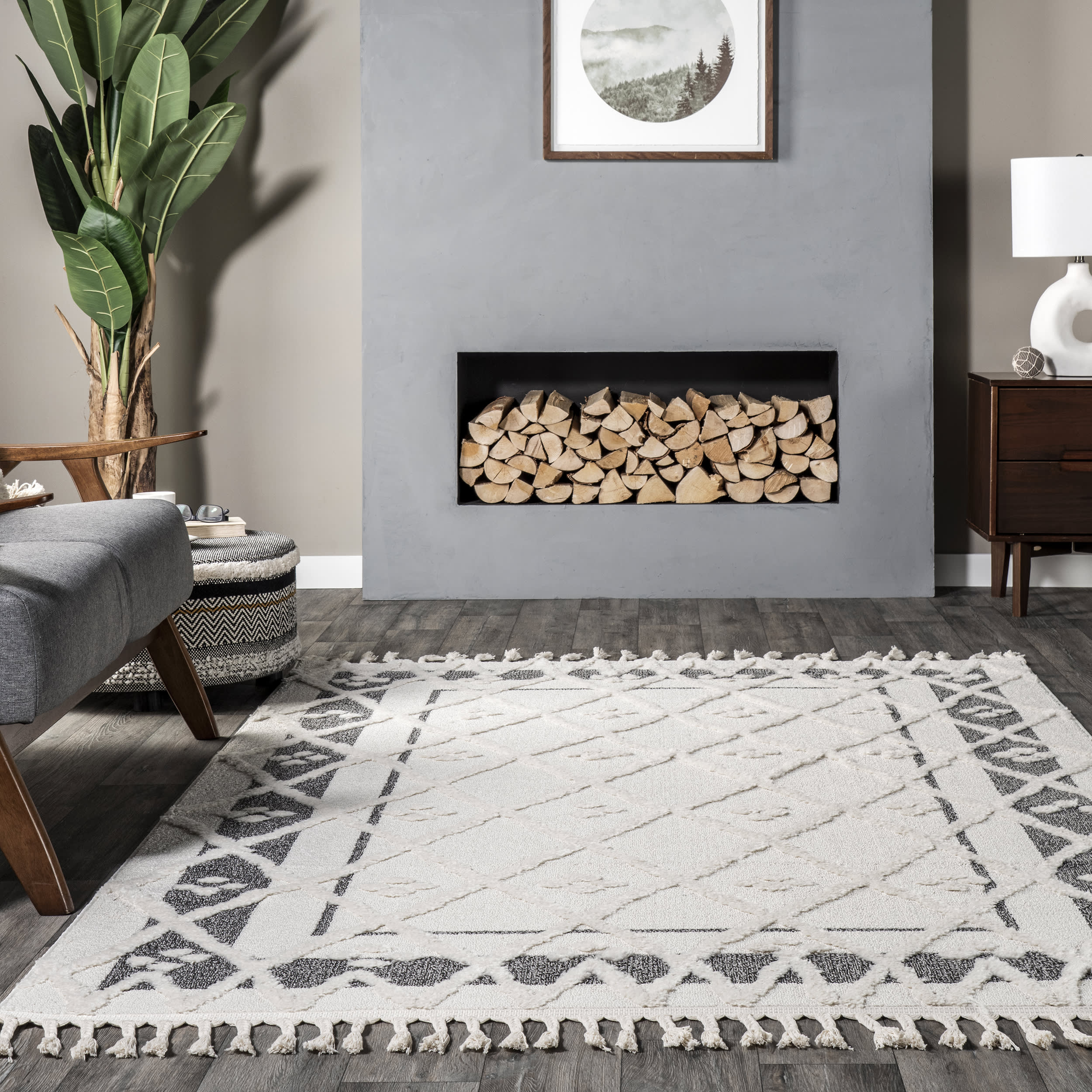 Isabel Trellis Textured Rug | Beige - Image 4