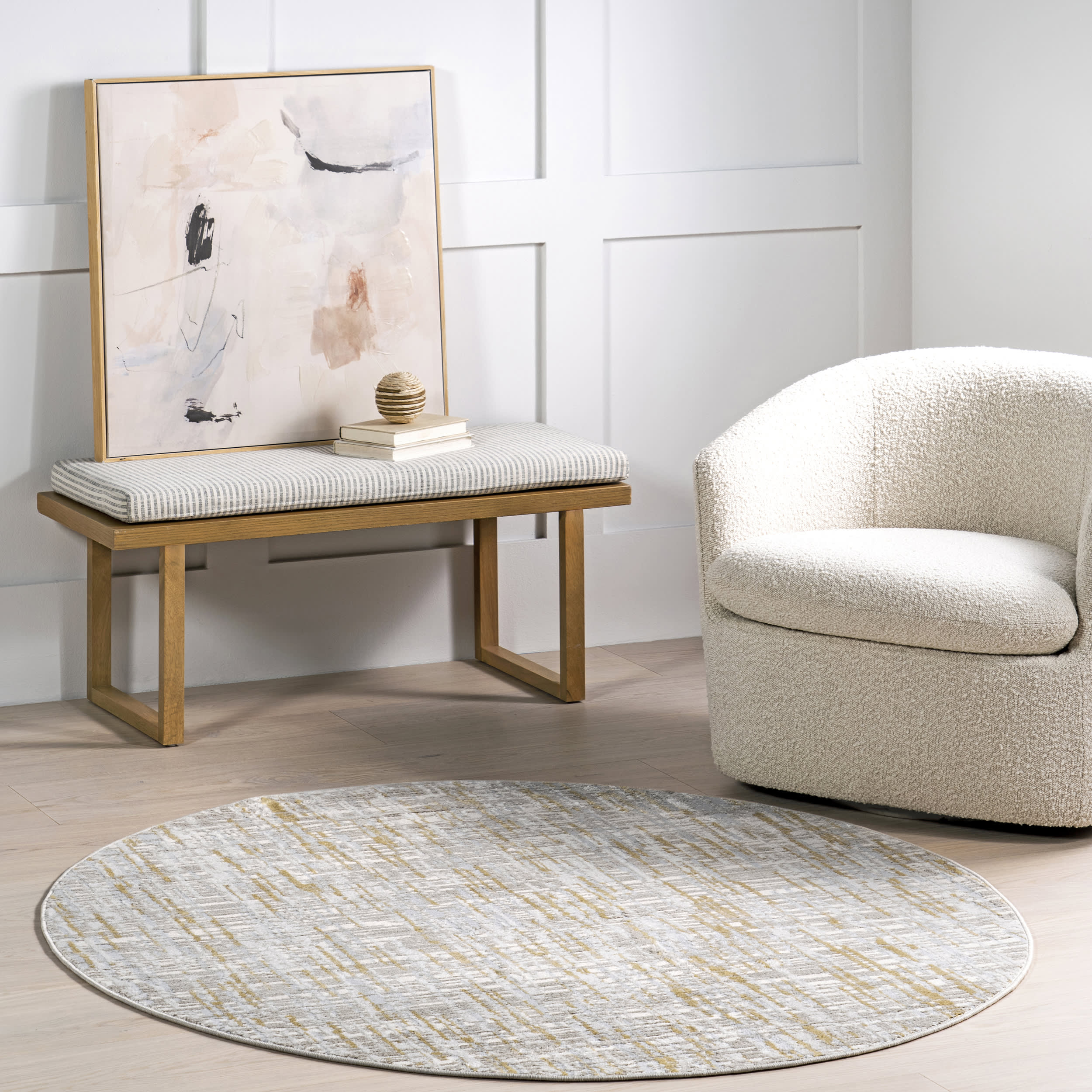 Isabella Crosshatch Abstract Rug | Gold - Image 2