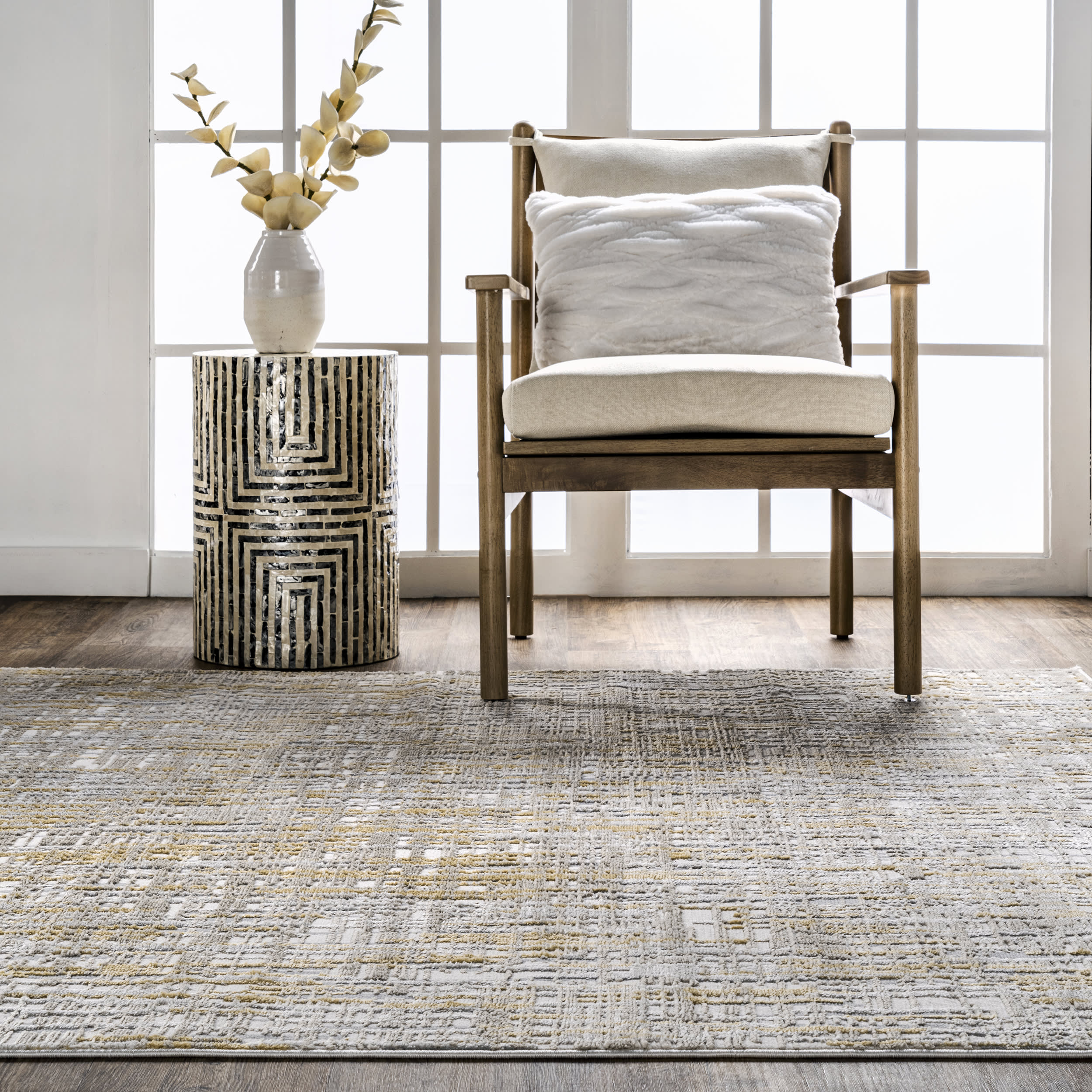 Isabella Crosshatch Abstract Rug | Gold - Image 4