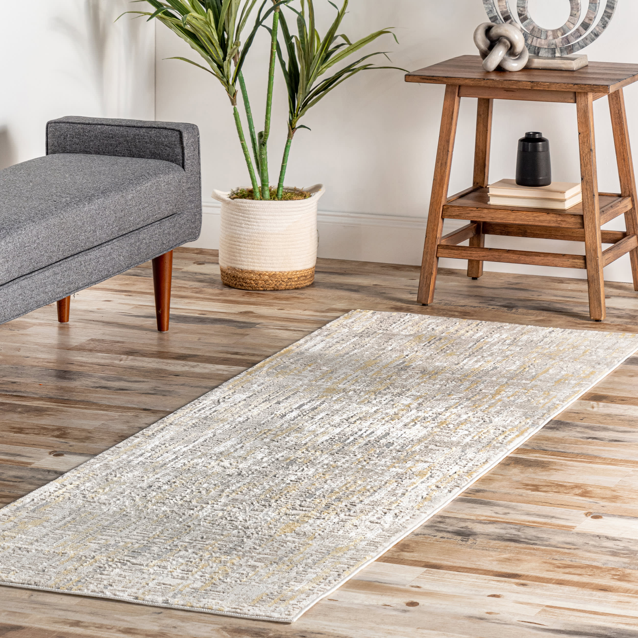 Isabella Crosshatch Abstract Rug | Gold - Image 2