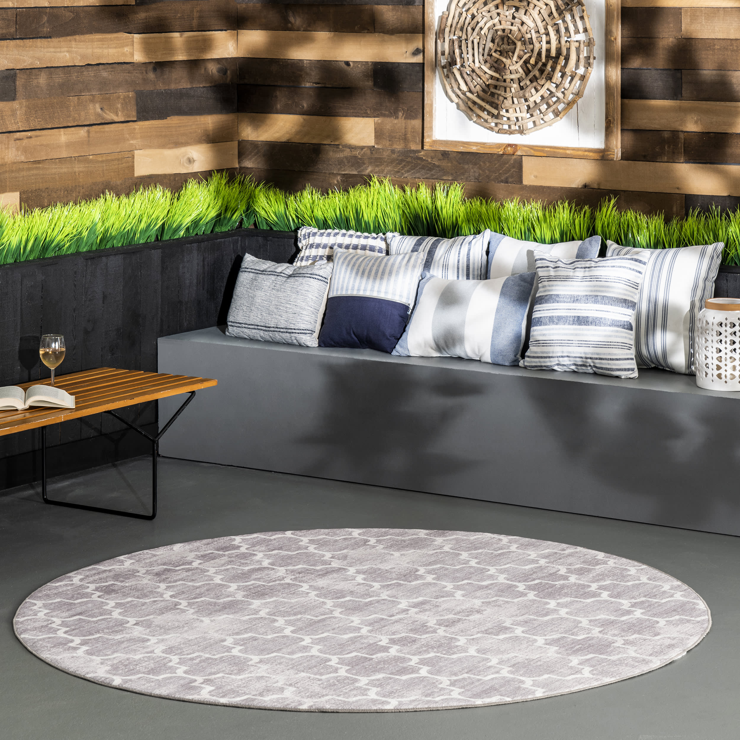 Isabelle Trellis Washable Indoor/Outdoor Rug | Light Grey - Image 2