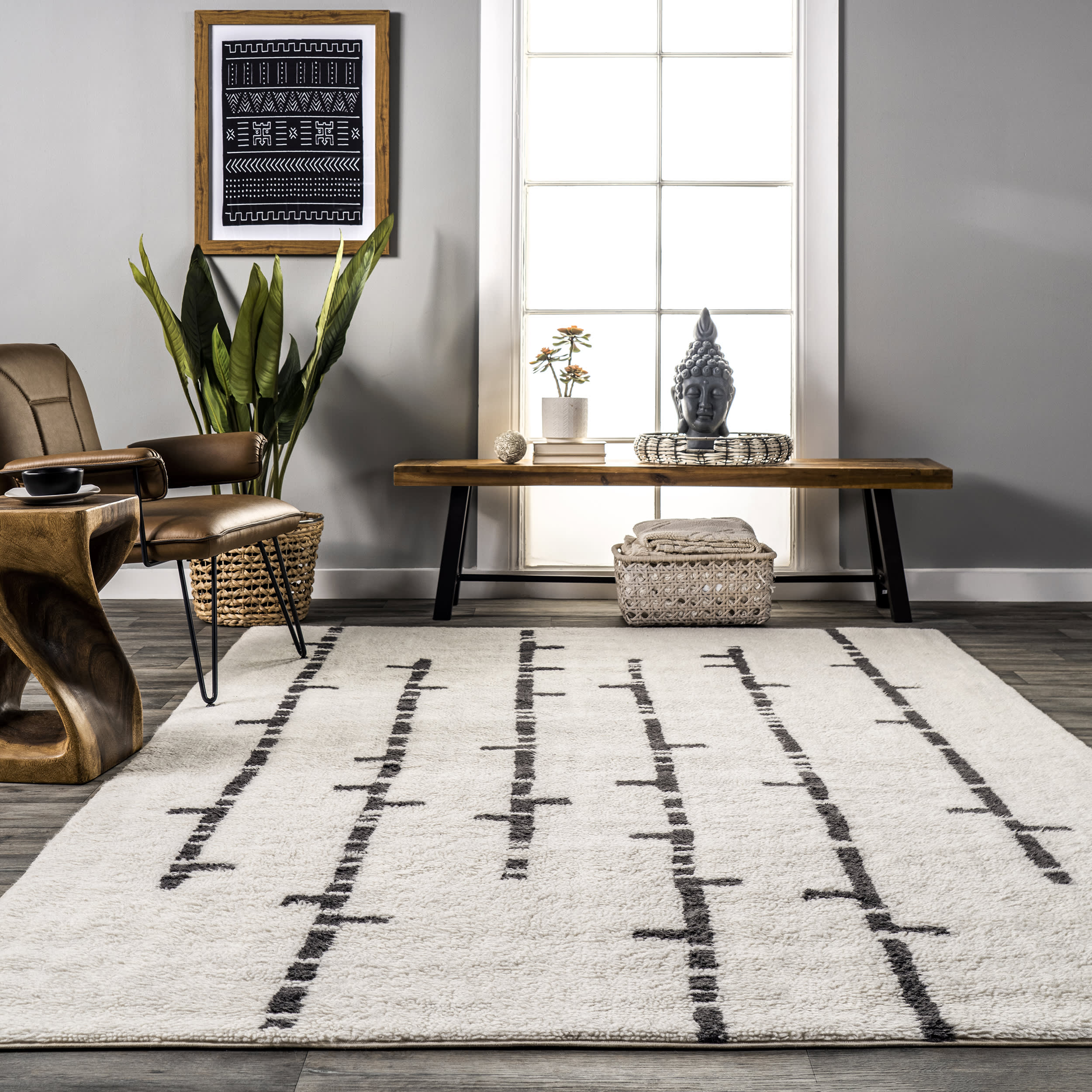 Isabelle Washable Bars Rug | Ivory - Image 4