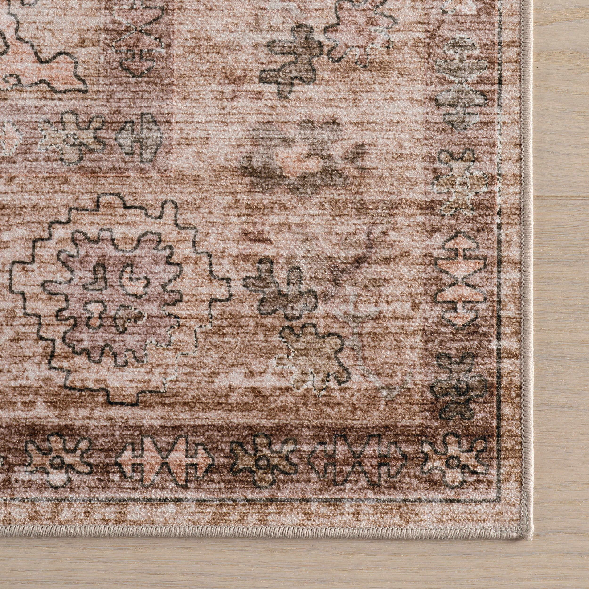 Ise Traditional Floral Washable Rug | Peach - Image 4