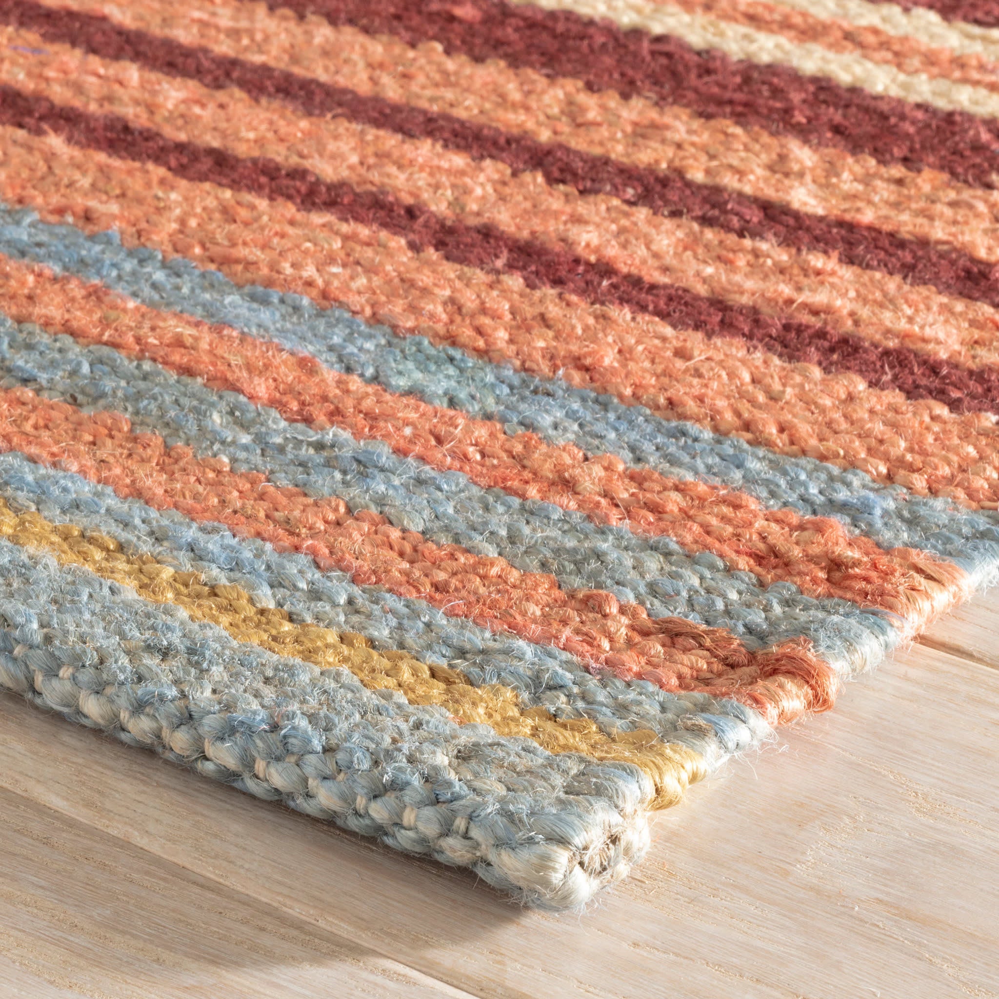 Isle Stripe Handwoven Jute Rug | Pink - Image 4