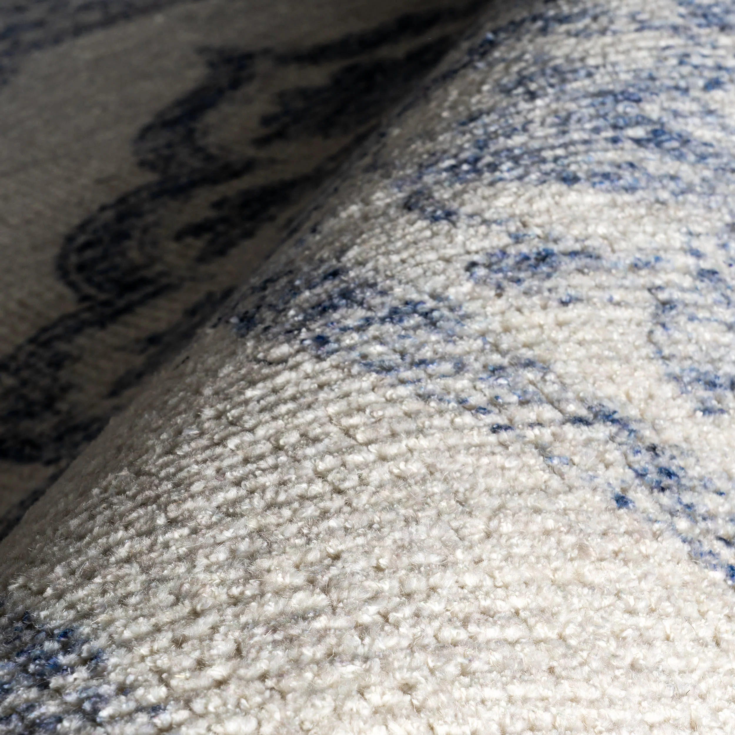 Istanbul Hand Tufted Ornate Border Wool-Blend Rug | Dark Blue - Image 3