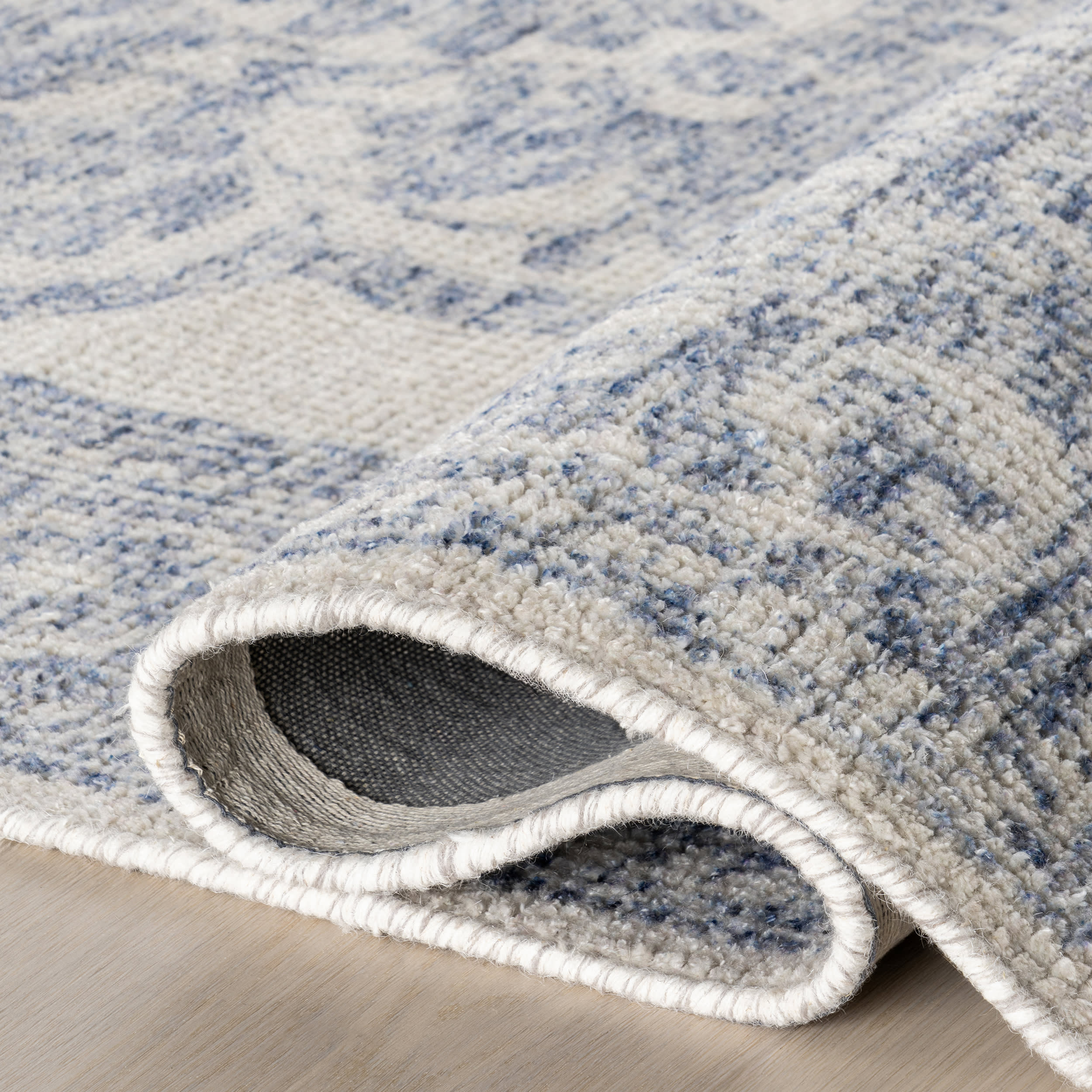 Istanbul Hand Tufted Ornate Border Wool-Blend Rug | Dark Blue - Image 7