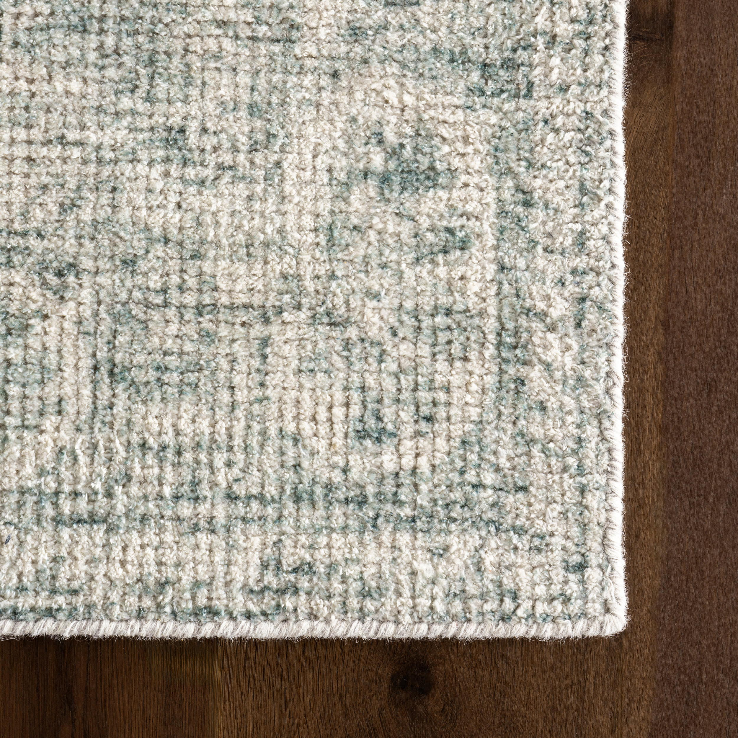 Istanbul Hand Tufted Ornate Border Wool-Blend Rug | Teal - Image 4