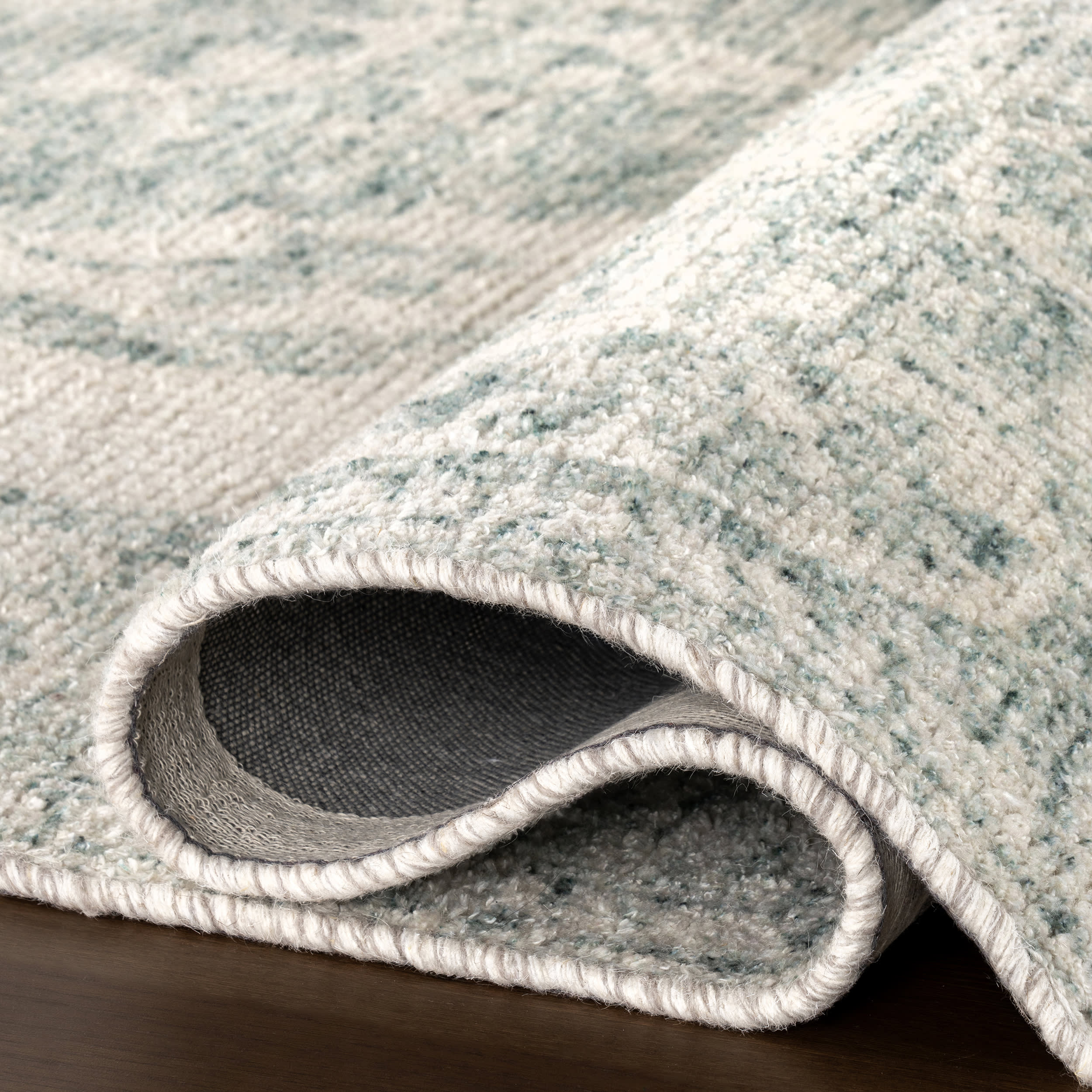 Istanbul Hand Tufted Ornate Border Wool-Blend Rug | Teal - Image 8