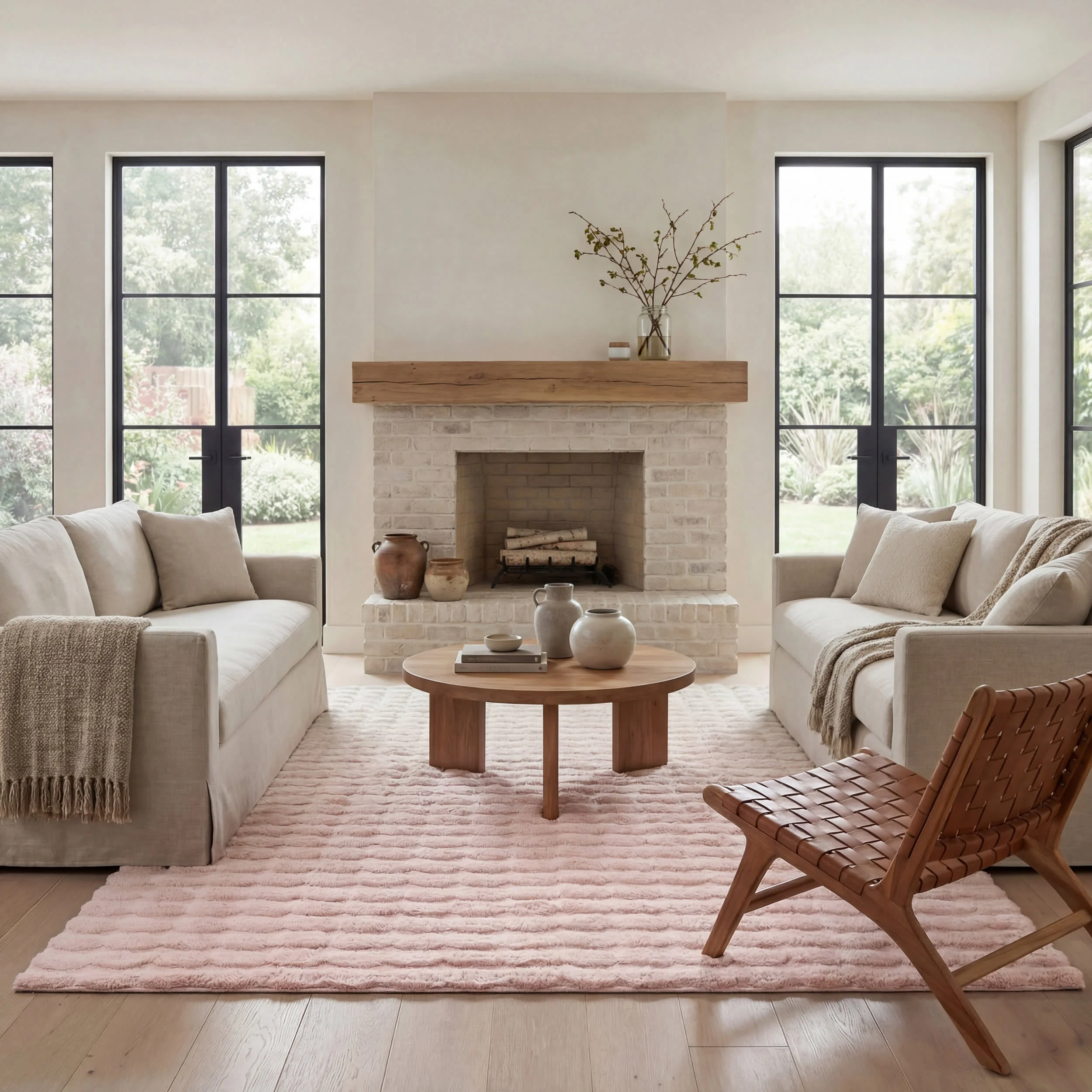 Ivana Checkered Plush Cloud Washable Rug | Blush - Image 2