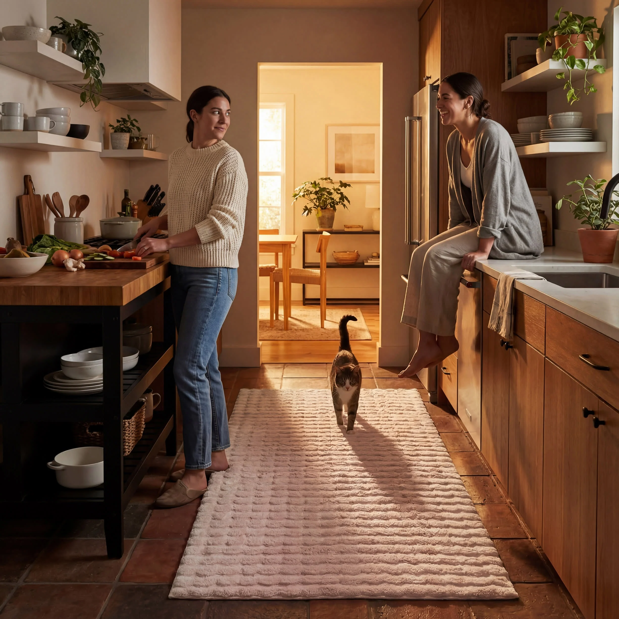 Ivana Checkered Plush Cloud Washable Rug | Blush - Image 7
