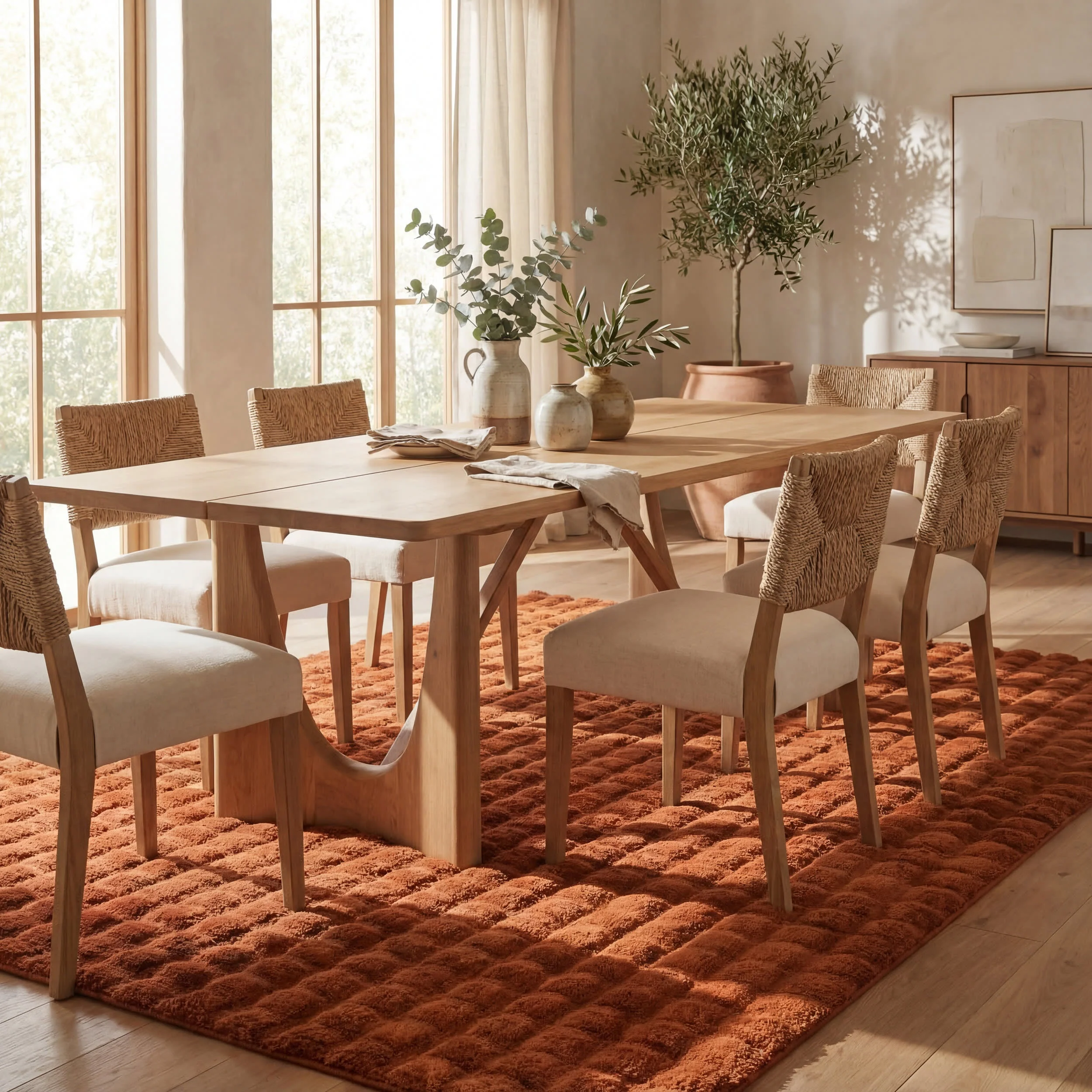 Ivana Checkered Plush Cloud Washable Rug | Brick - Image 7