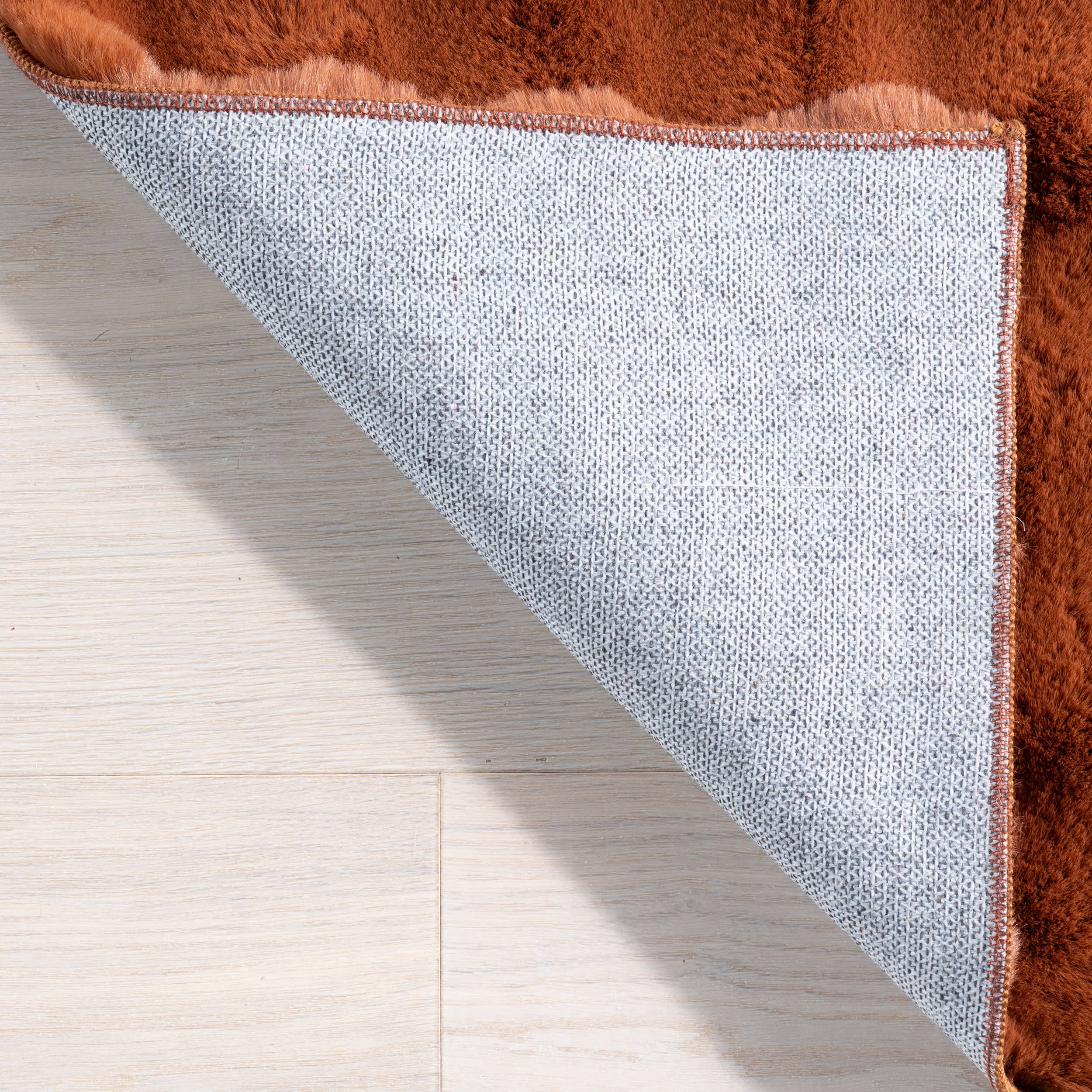 Ivana Checkered Plush Cloud Washable Rug | Brick - Image 8