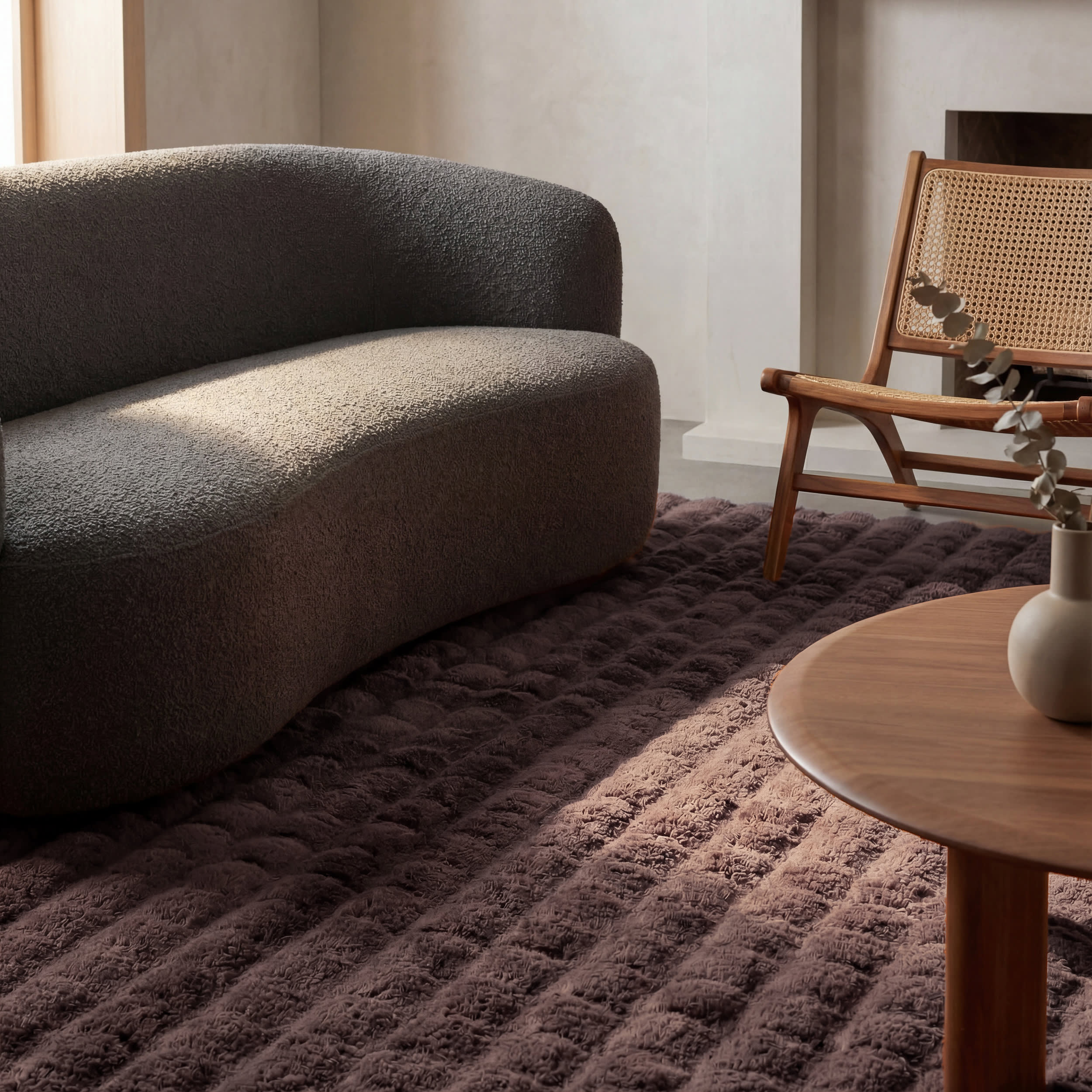 Ivana Checkered Plush Cloud Washable Rug | Dark Brown - Image 5